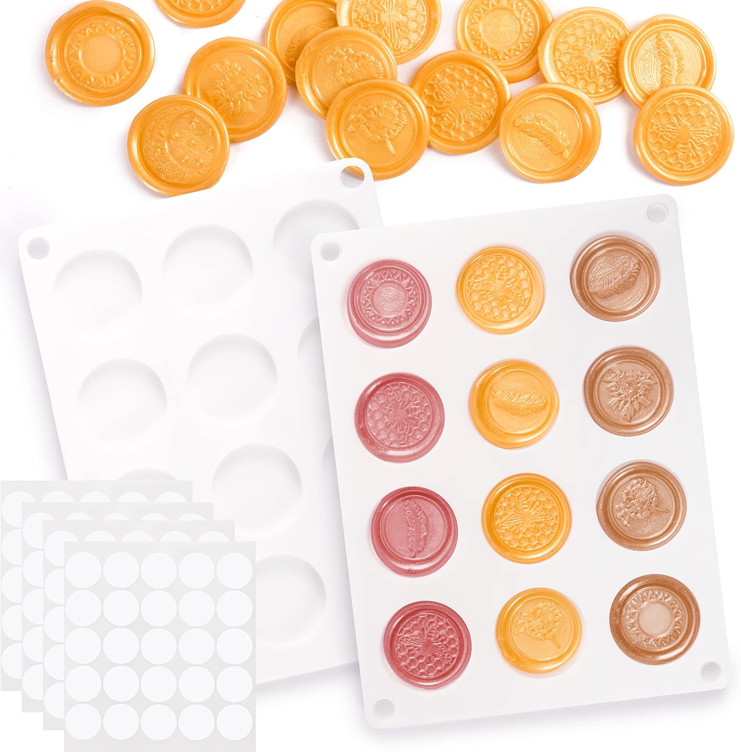 Hoppler Pair of 1.2in Cavity Silicone Wax Stamp Mats for Wax Sealing