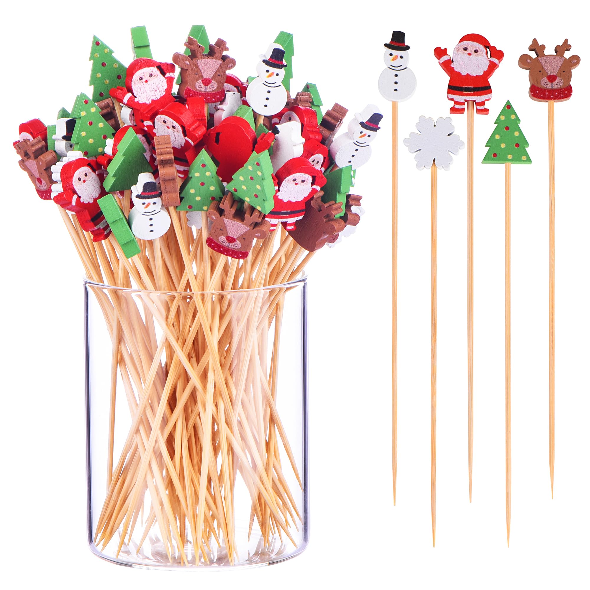 JtmyAota 100 Pack Christmas Decorations Toothpicks for Appetizers