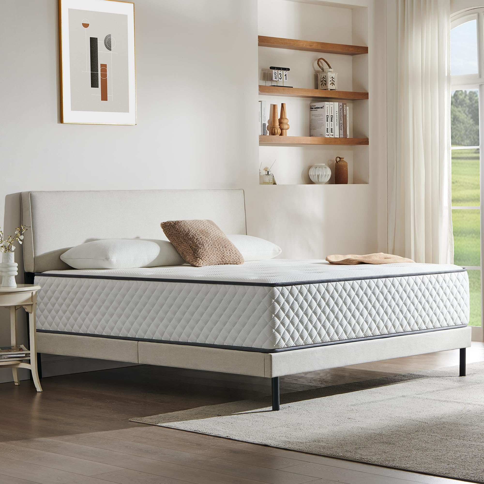 Double Mattress,Hybrid Mattress,7-Zone Springs,135x190x22cm | Skin-Friendly Fabric, Pressure Relief, Hybrid Pocket Sprung, Medium Firm, 7-Zone Support, Mattress in a Box