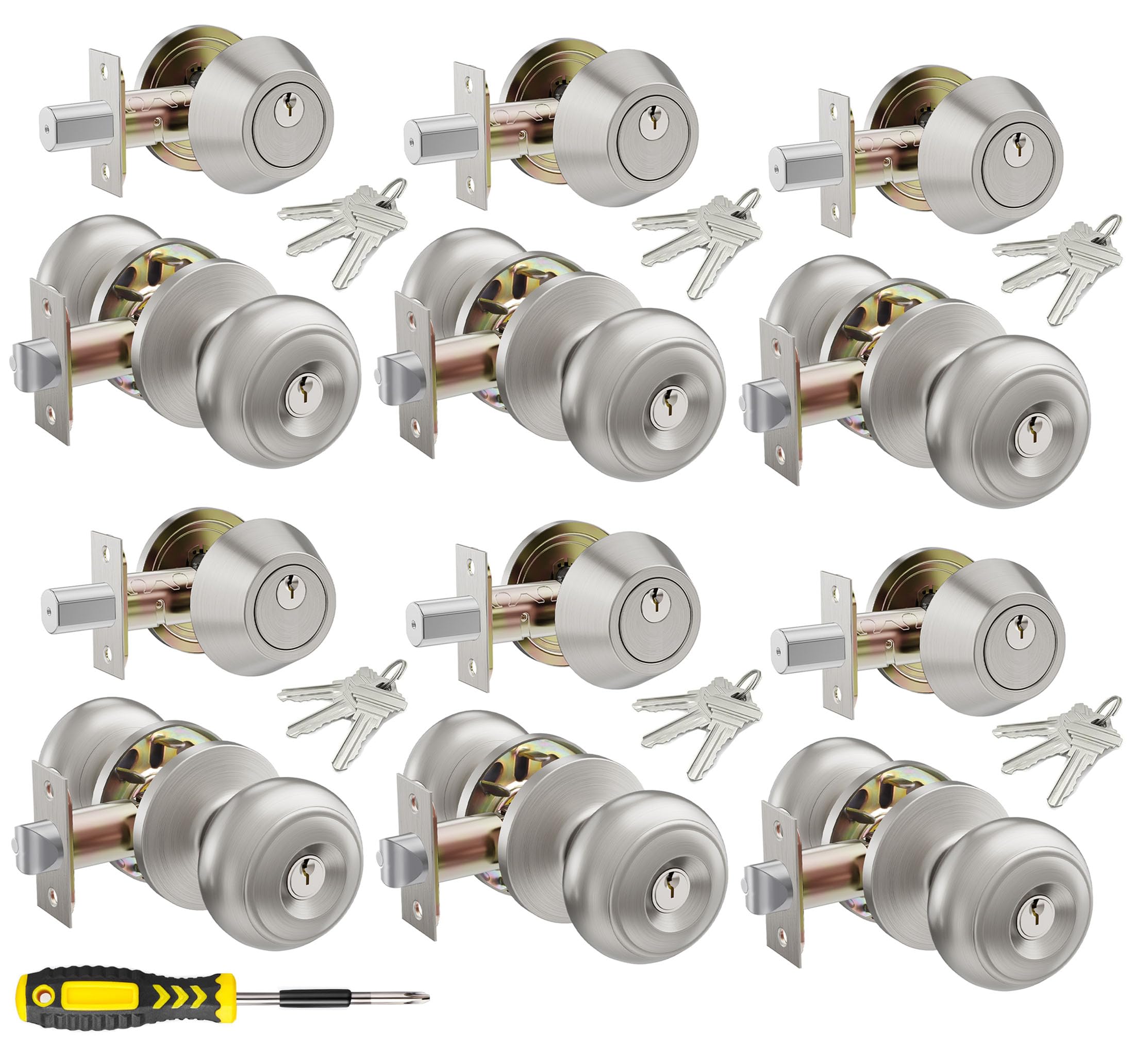 Keyed Alike Door Knobs & Deadbolt Set - Satin Nickel -17