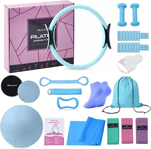 Miniatura 11 de Kit de pilates para el hogar, juego de equipo de pilates, mejor kit de yoga y pilates esenciales para mujeres con anillo de pilates mágico de 13 11