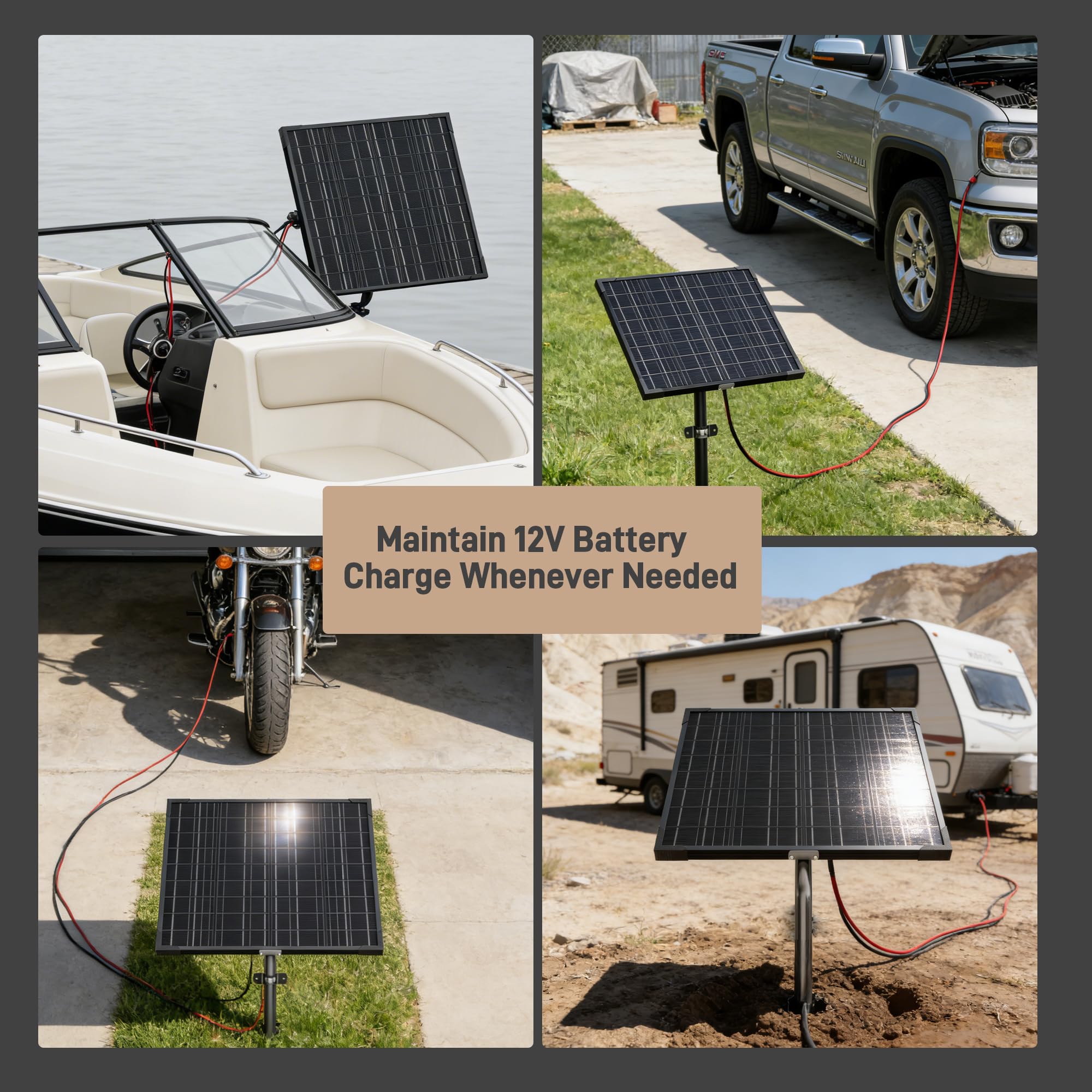 Voltset Kit di pannelli solari 12V 20W per recinto elettrico apriporta | Smart MPPT Controller | Impermeabile Batteria Solare Trickle Charger Maintainer | Con staffa tubolare e cavi SAE