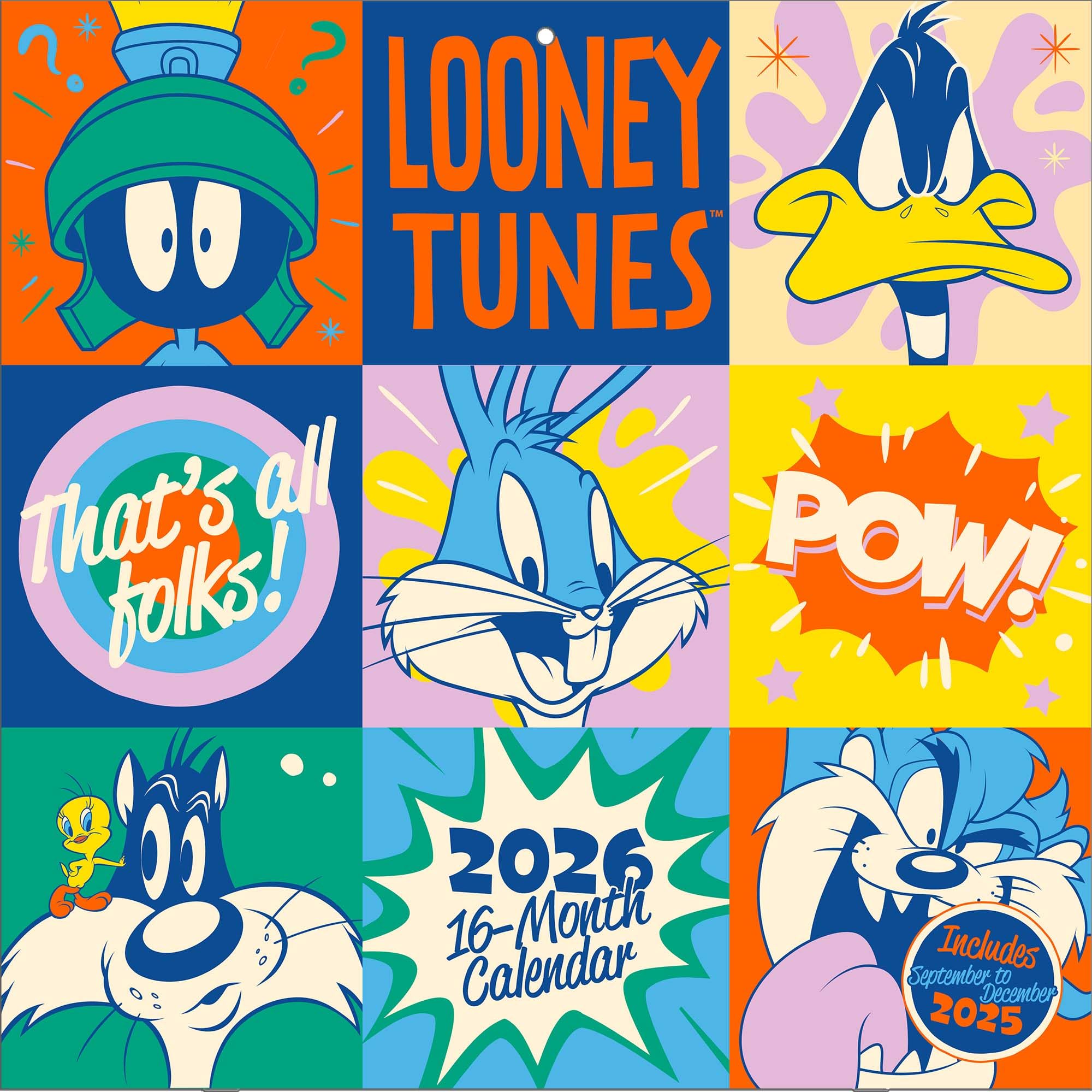 Pyramid International - LOONEY TUNES 2026 – Broschürenkalender 30×30 cm mit Bugs Bunny, Daffy Duck, Tweety & Taz – Wandkalender für Cartoon-Fans & Kinderzimmer
