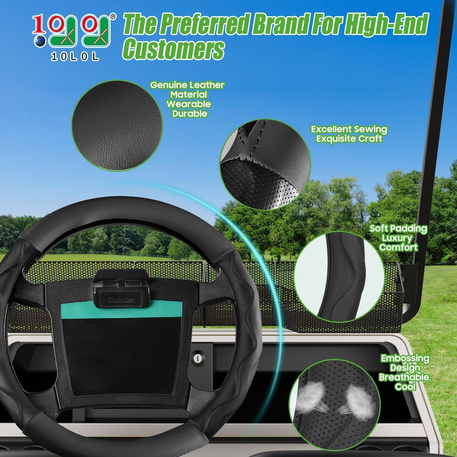 10L0L Golf Cart Steering Wheel Cover for Yamaha, Club Car DS & Precedent, 14 Inch Black