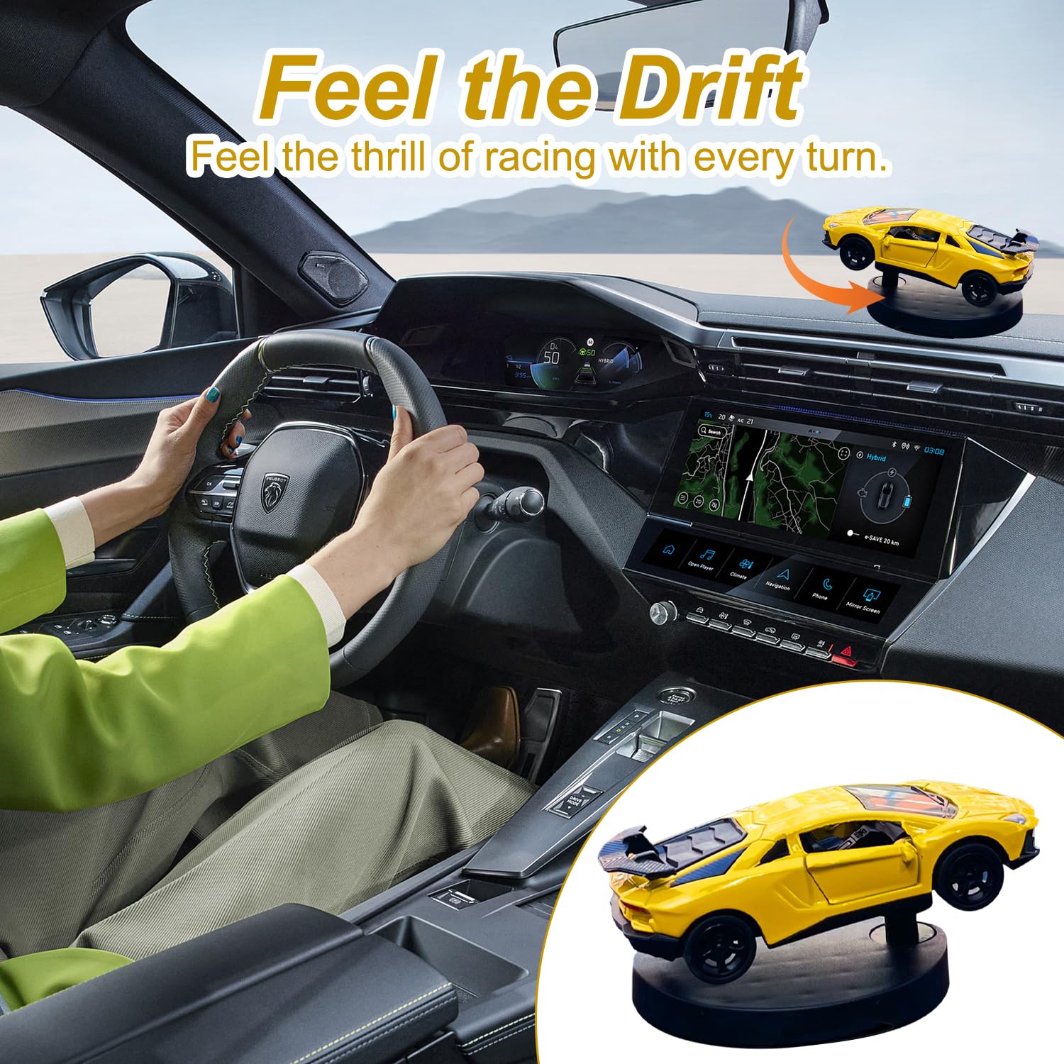 Huipalon Lamborghini Drift Accessoires de tableau de bord de voiture en alliage Modèle de voiture Drift Spin Ornement en métal Lamborghini Modèle de tableau de bord Décoration Style Voitures Tableau