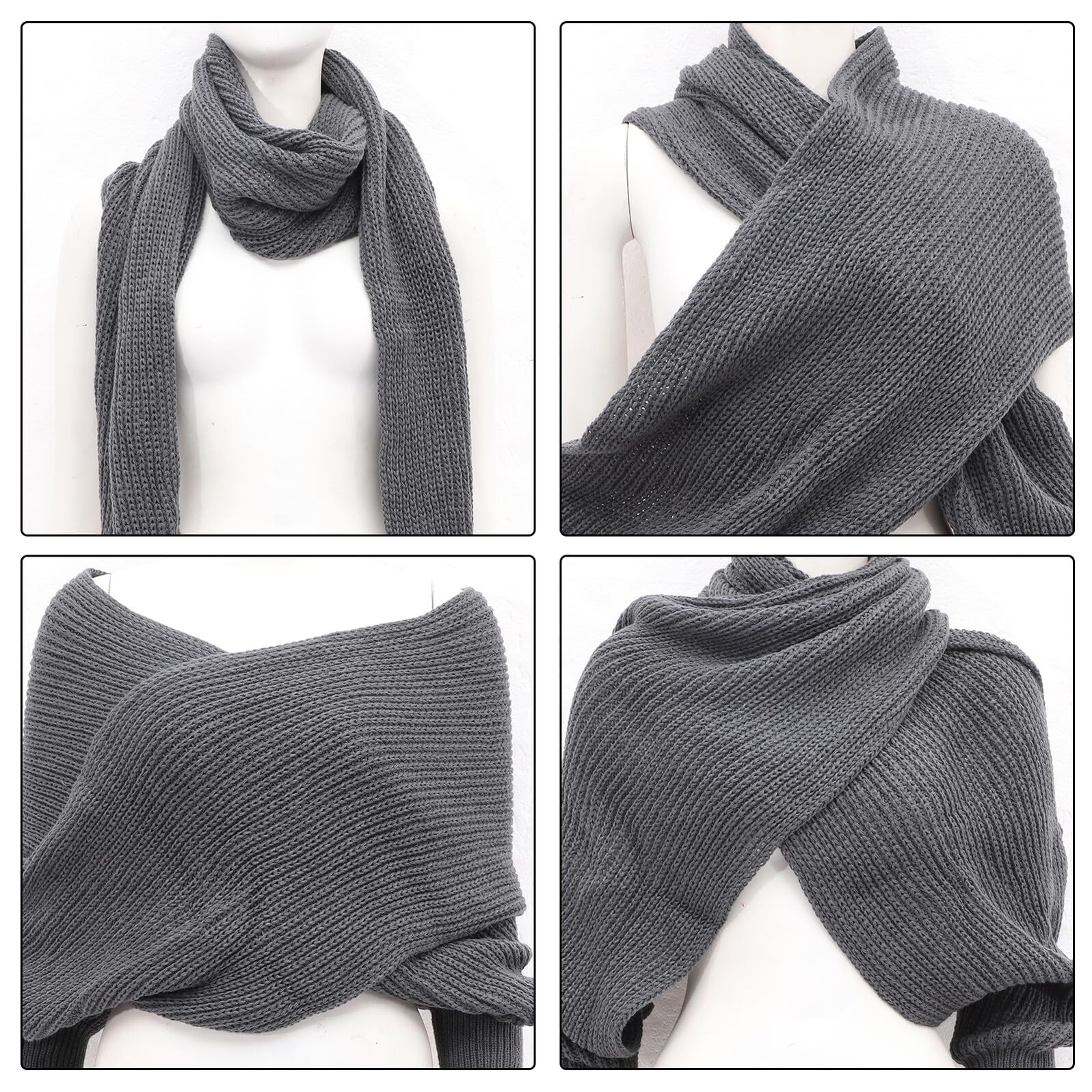BESPORTBLE Bufanda Unisex con Mangas de Punto Chal Otoño Invierno Cálido Elegante y para Cuello y Brazos