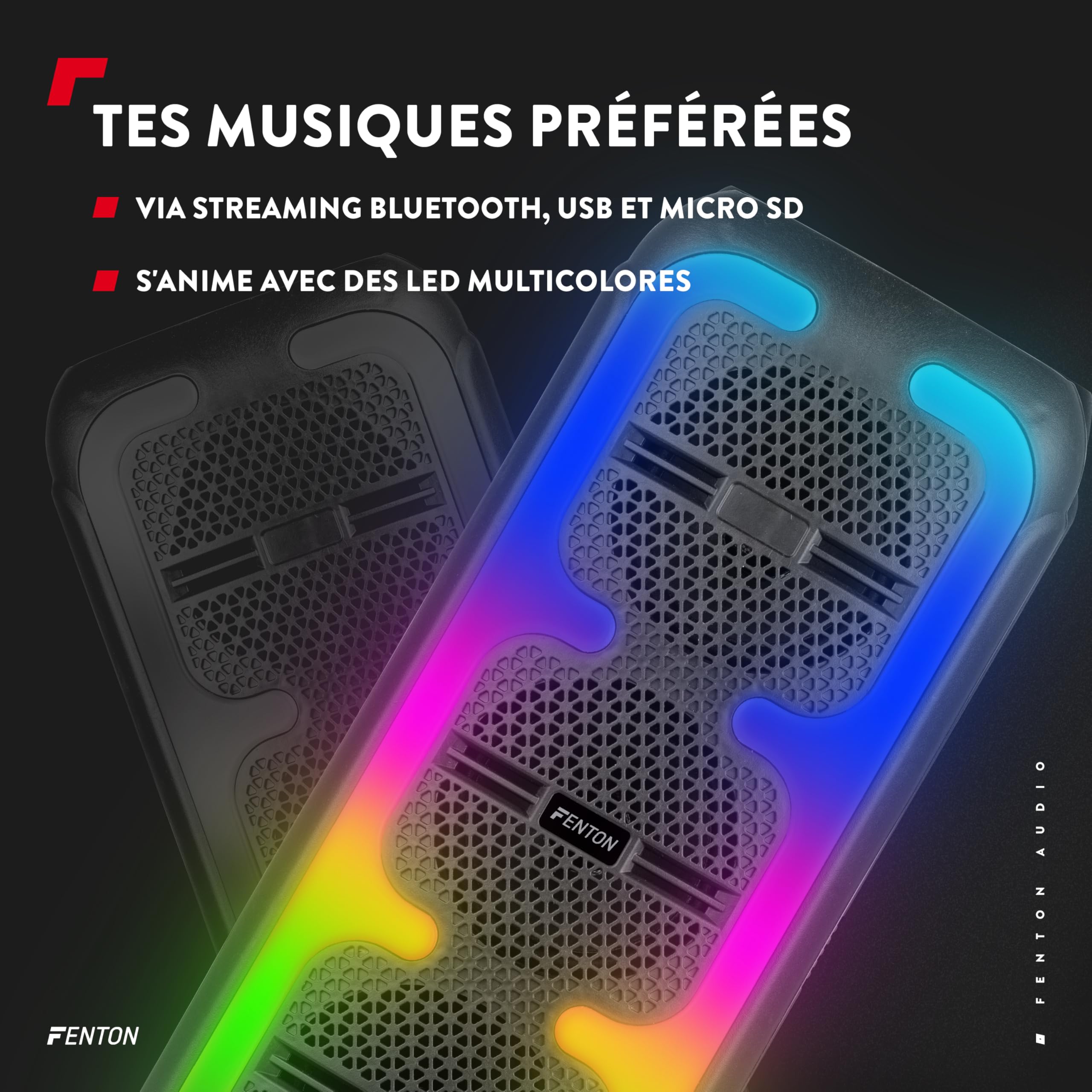 Fenton Track310 Enceinte Portable Bluetooth 120W LED Batterie 8H