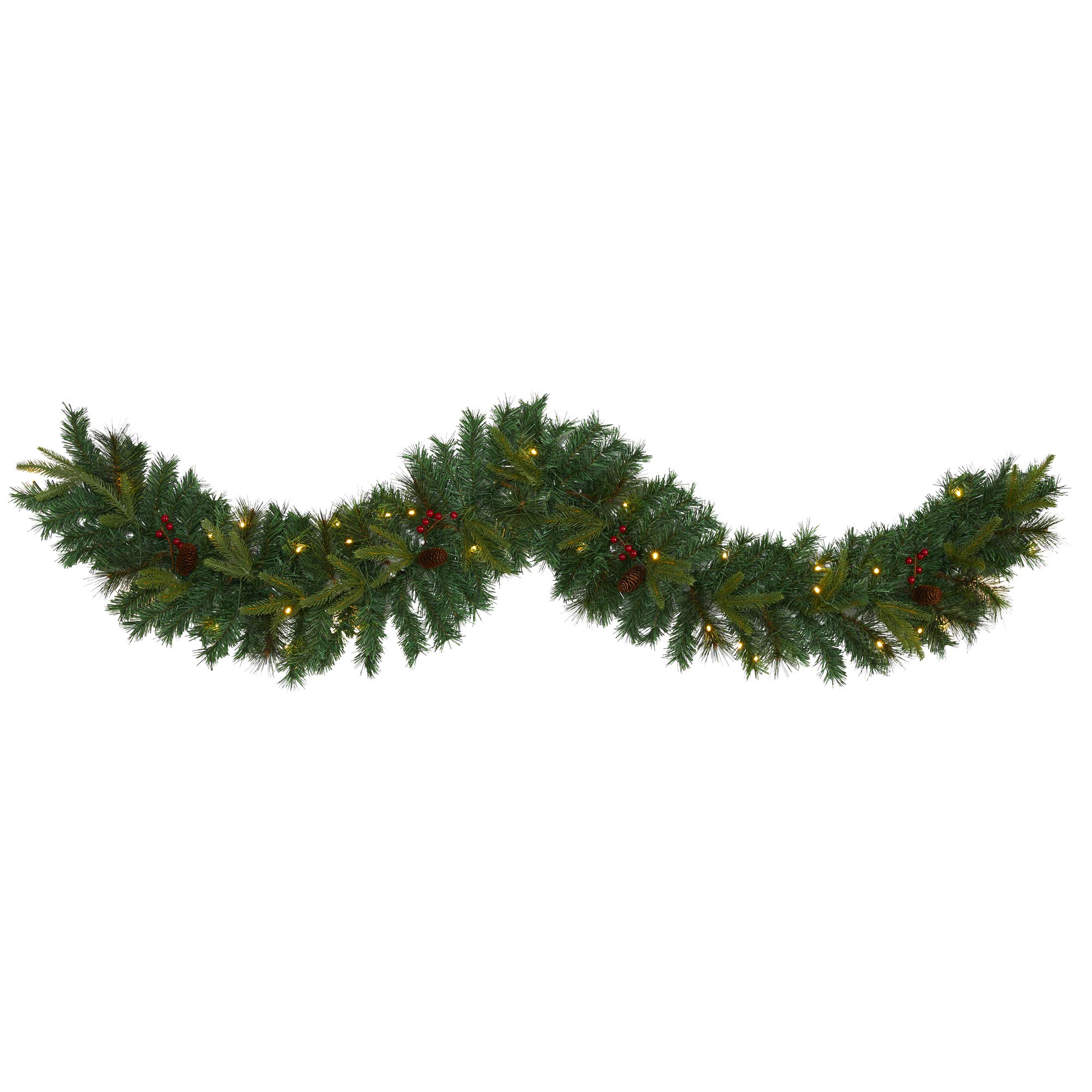 Guirlande de Noël pin mélangé sans perte d'épines 1,8m LED incluse