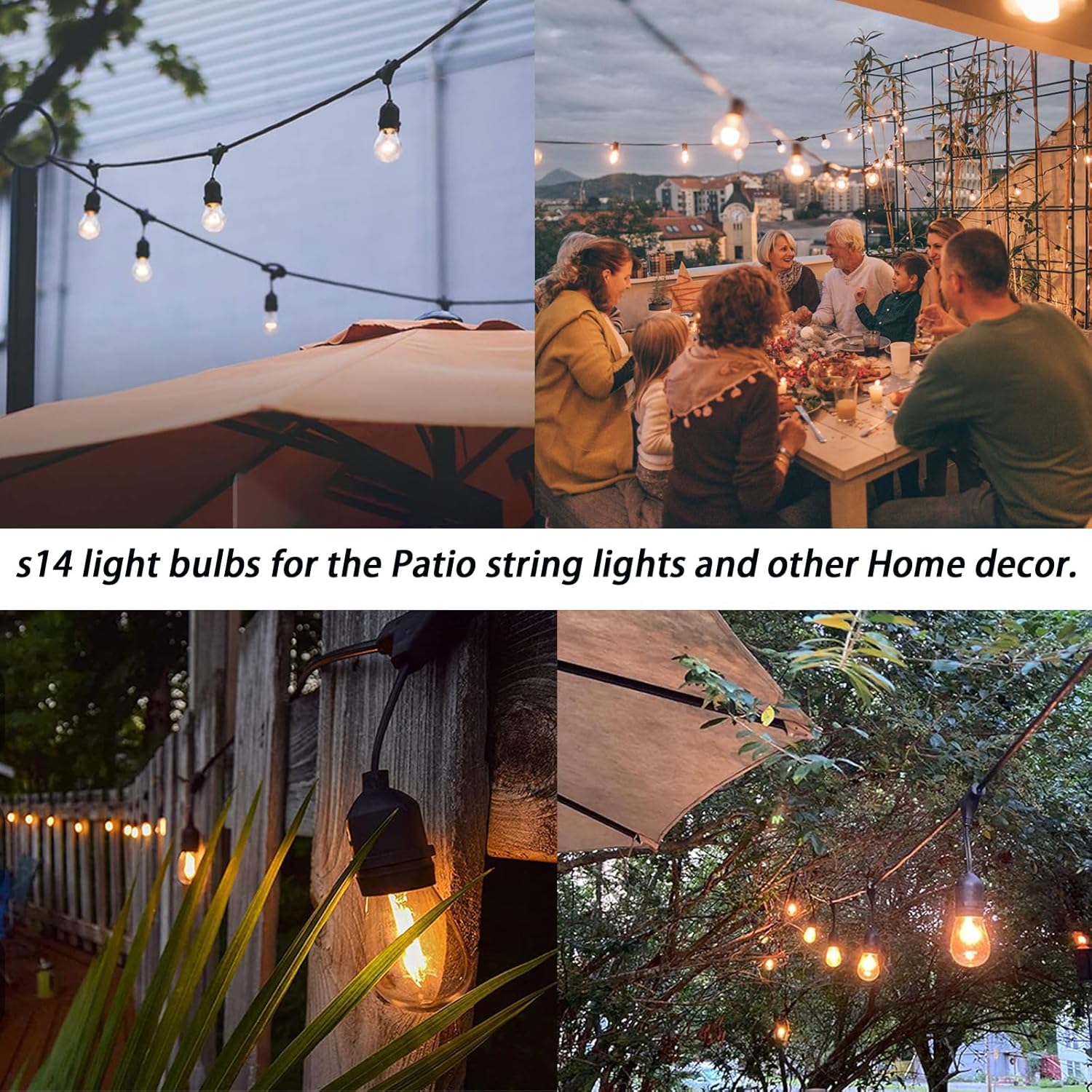 S14 Replacement Bulbs, 120V 11W Clear Glass Light Bulbs fits E26 Medium Standard Base, S14 Incandescent Bulbs for Indoor Outdoor Patio Decor String Lights, Warm White. 20 Pack