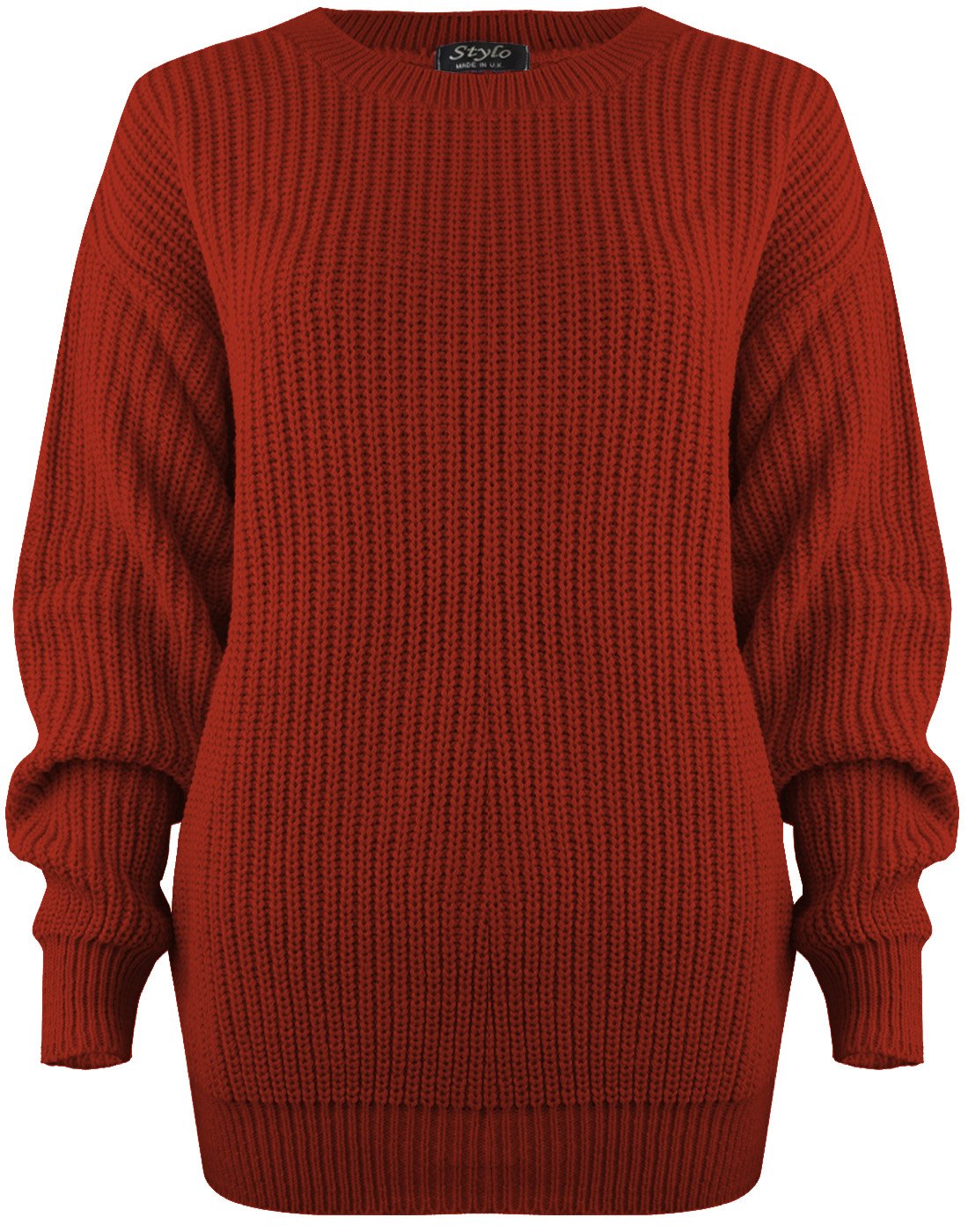 Wearall Women's Rust Cozy Oversized Chunky Knit Sweater Pull On Style New Chunky Baggy Jumper Knitted Sweater Thick Top Size 8-10
