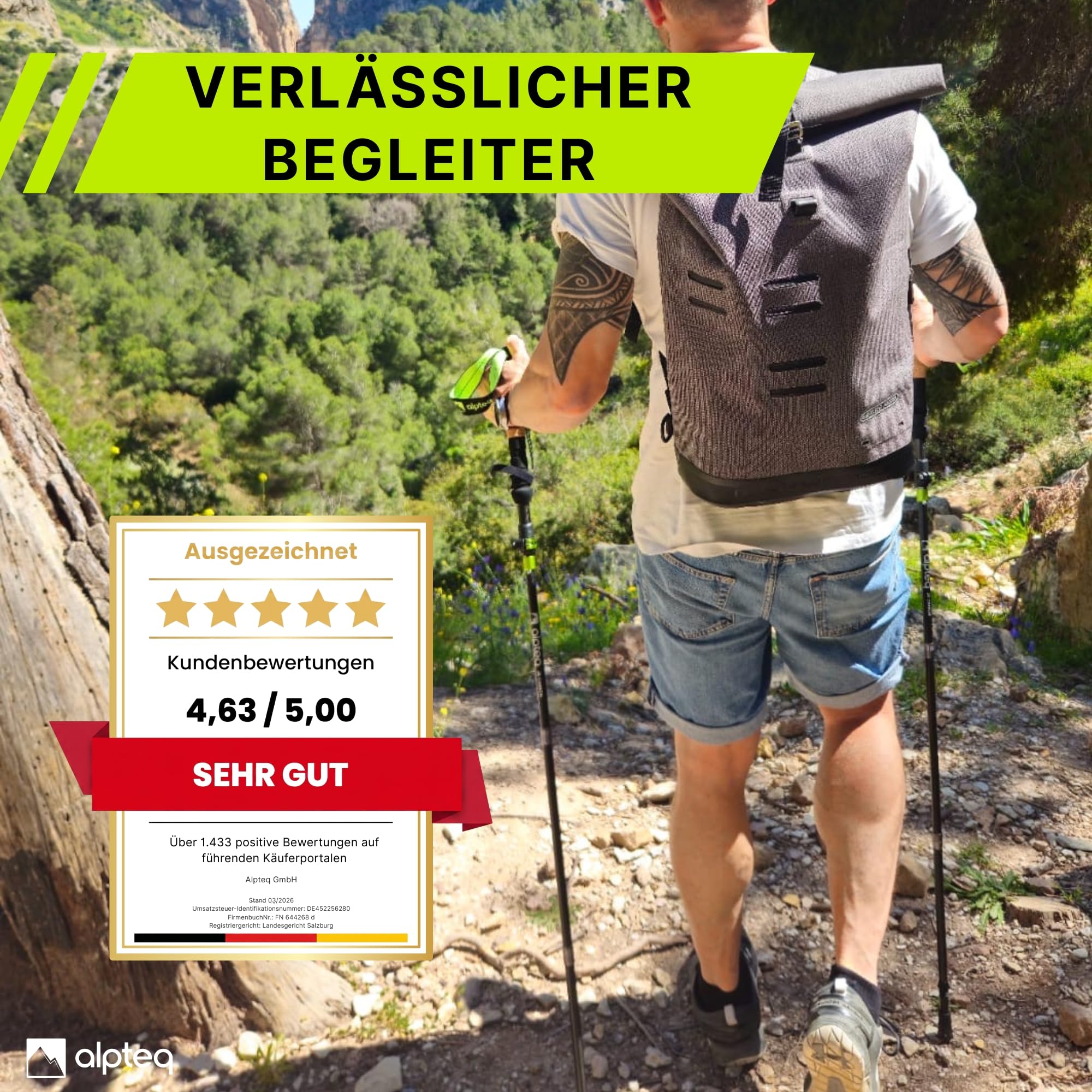 Teleskopowe kijki trekkingowe z włókna węglowego – model zielony – ultralekkie kijki trekkingowe dla kobiet, mężczyzn i dzieci | regulowane 65-135 cm | kijki Nordic Walking z korkowym uchwytem