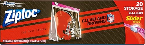Miniatura 9 de Ziploc Bolsas de almacenamiento con cierre deslizante, con diseño de la NFL, galón, 305571, 1 Denver Broncos,Tampa Bay Buccaneers,Cleveland