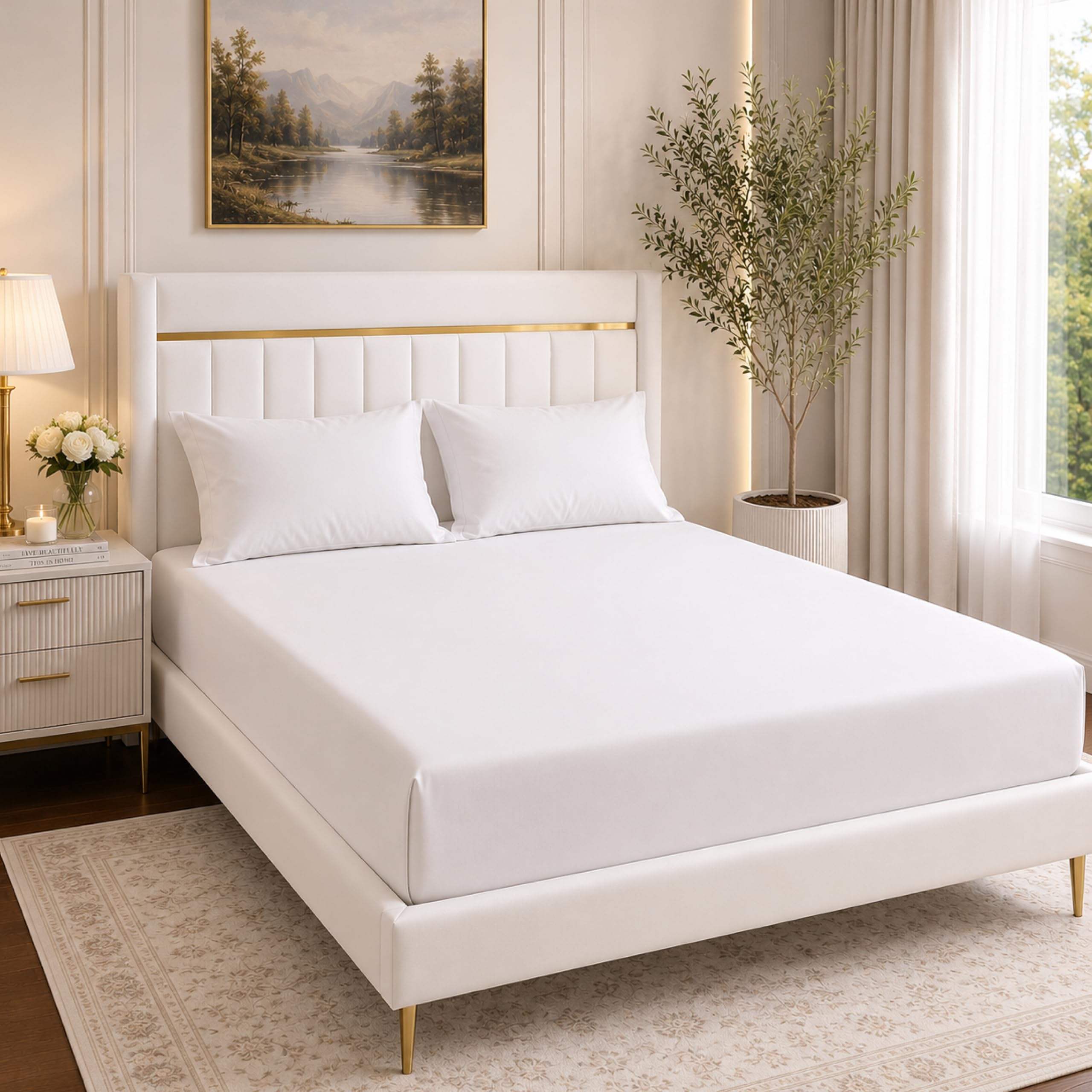 Microfiber King Fitted Sheet (150x200) cm 12 inches Deep Pocket White