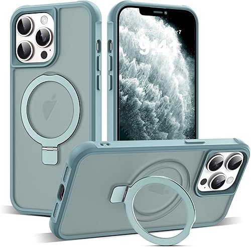Miniatura 139 de Funda de grado militar compatible con iPhone 14 Plus de 6.7 pulgadas, con soporte magnético invisible tipo anillo, compatible con MagSafe y gran