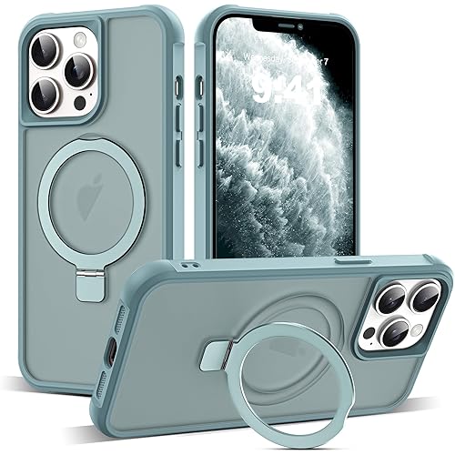 Compatible with iPhone 11 Pro Max Case with Invisible Magnetic O-Ring Stand Military-Grade Translucent Case for iPhone 11 ProMax 6.5" [Compatible with Mag-Safe][Great Grip Feeling], Blue