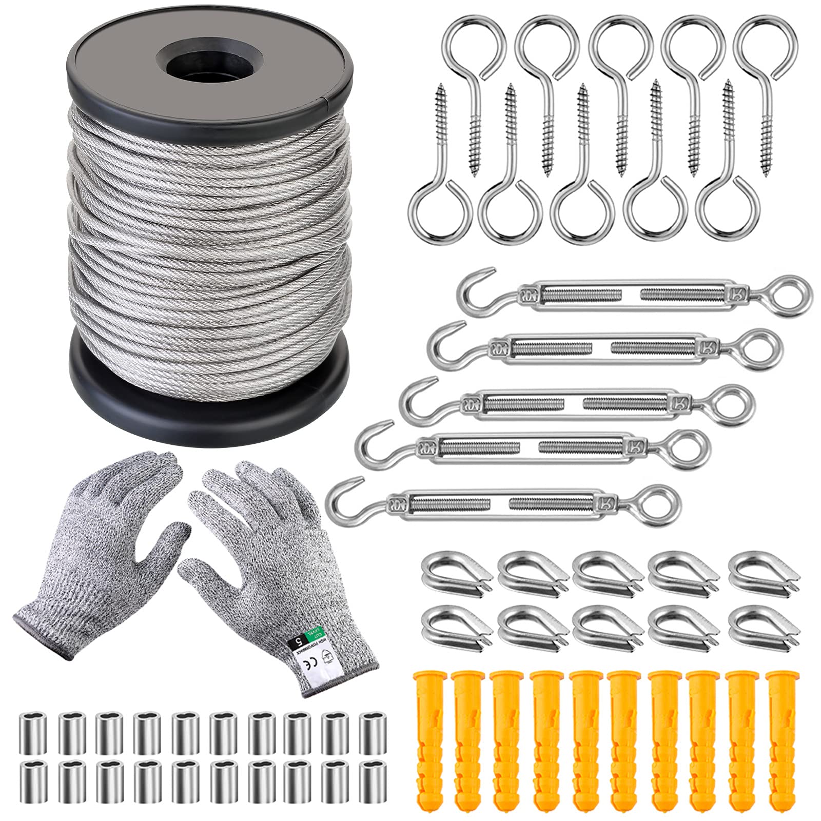 Buy 58 Pcs Garden Wire Picture Wire Cable Railing Wire Fence Roll Kit