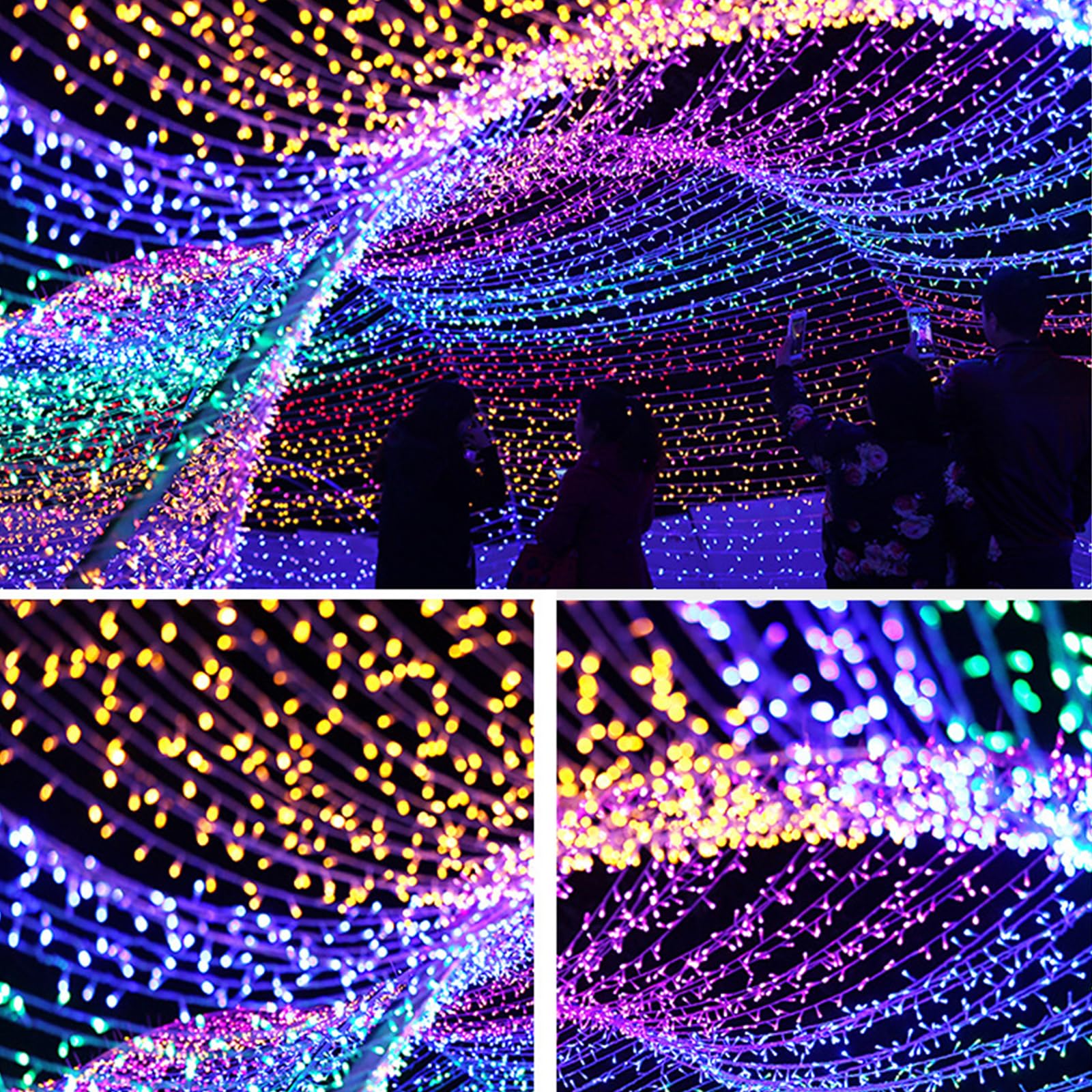 Girlanda świetlna do wnętrz, 50 m, 500LED, zewnętrzna, IP65, wodoodporna, 8 trybów, girlanda dekoracyjna, do domu, choinki, ogrodu, na wesele, zimna biel