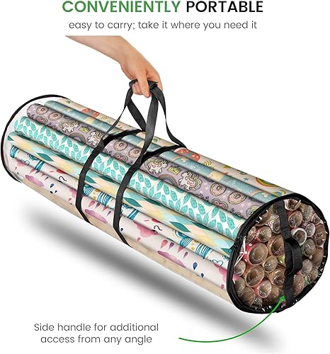 Vista 7 de ZOBER - Bolsa de almacenamiento para papel de regalo de Navidad Negro transparente