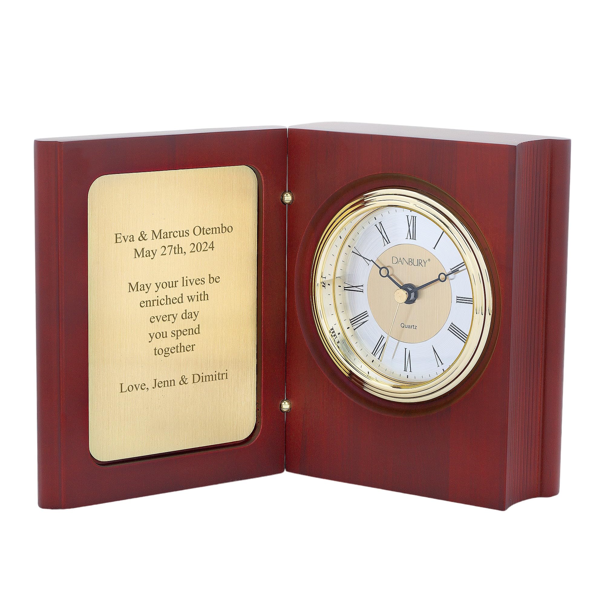 THINGS REMEMBERED Engraved Mahogany-Finish Small Book Clock and Keepsake (Free Customization)