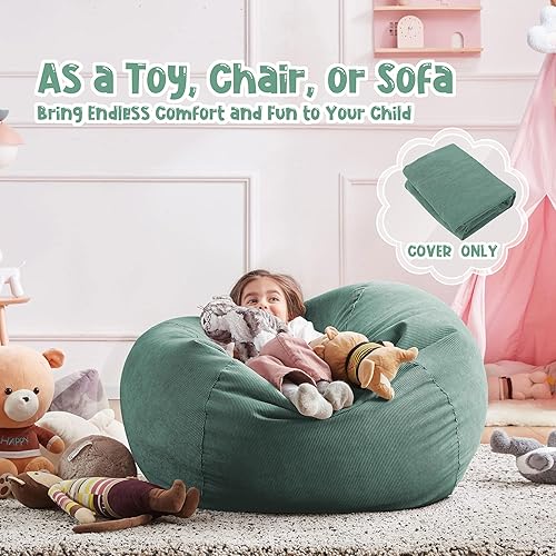 Miniatura 75 de Nobildonna - Funda para silla de puf (relleno sin relleno) de nido de pájaro para niños y adultos. Puf extra grande para almacenamiento de animales