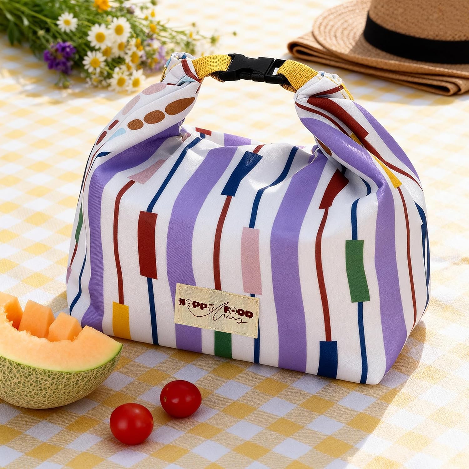 Linkidea Insulated Snack Bag, Thermal Lunch Tote, Reusable Picnic Accessories for Adults, Portable Food Storage Pouch, Waterproof Lunch Cooler Bag(Purple) image 5