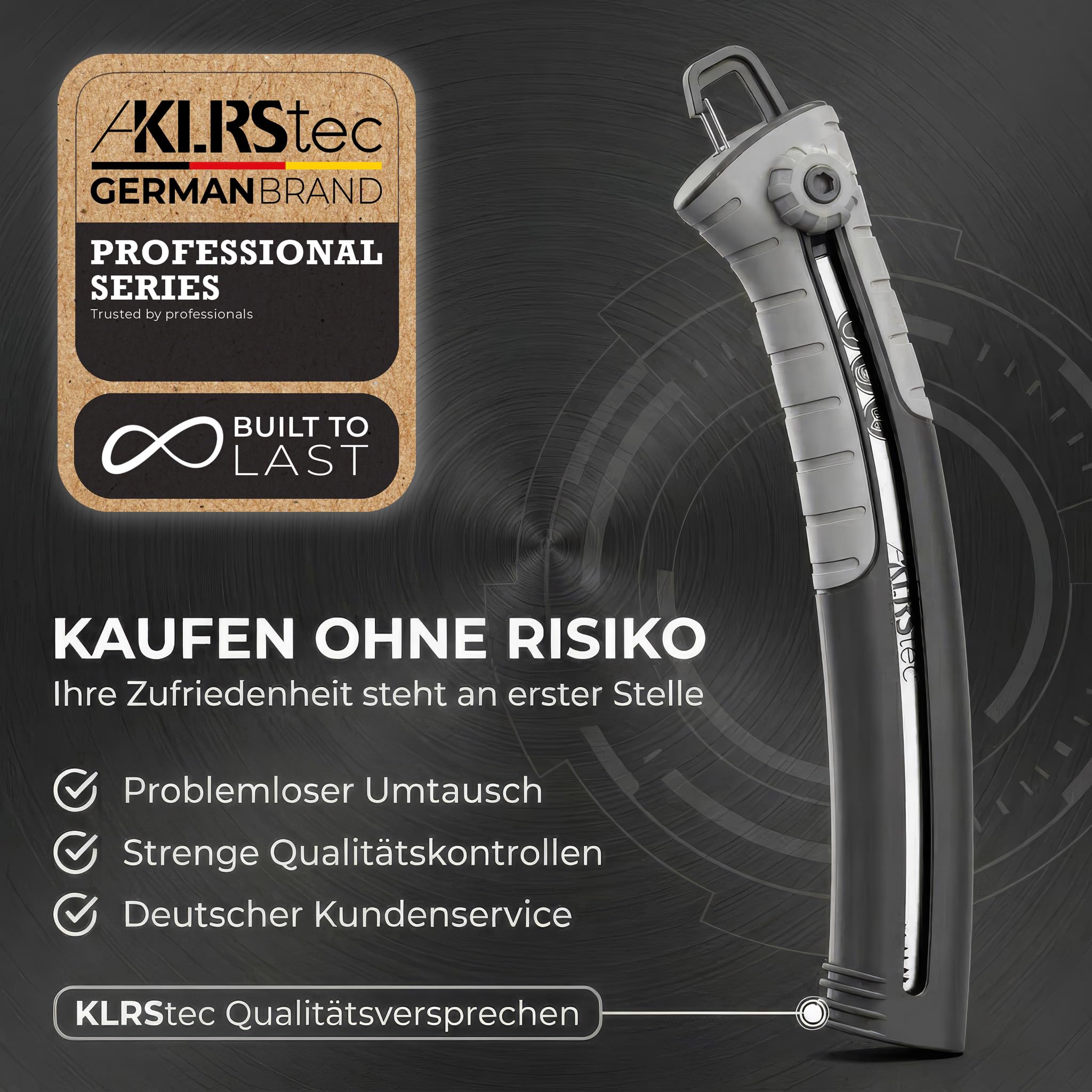KLRStec SlidePro Astsäge [25cm Sägeblatt] Profi Handsäge mit Safety-Slide-Mechanismus aus SK5-Karbonstahl | Stabile Holzsäge, Gartensäge, Baumsäge & Outdoor Säge inkl. Tasche