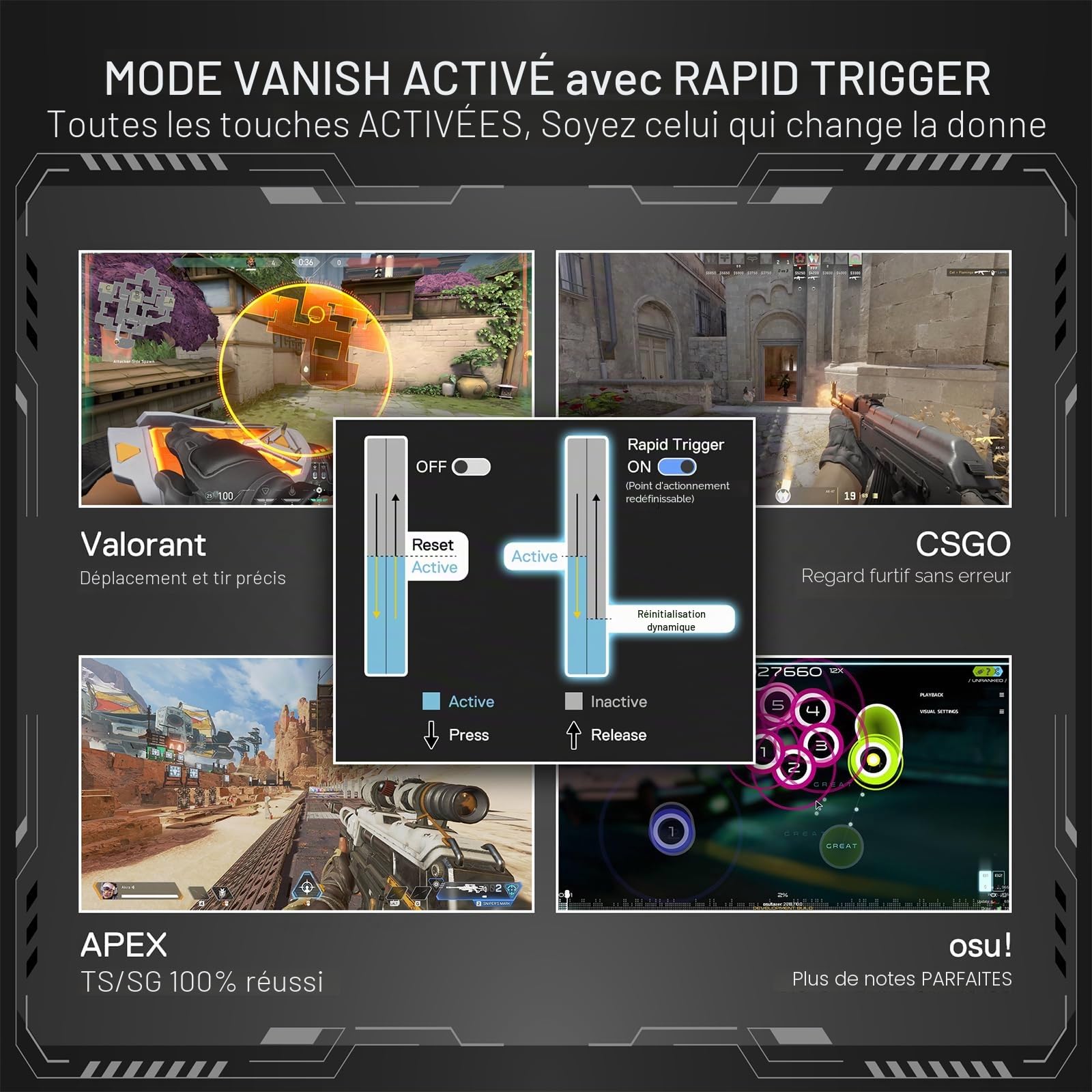 Redragon K617 HE Clavier Rapid Trigger 60% 61 Touches Magnétique
