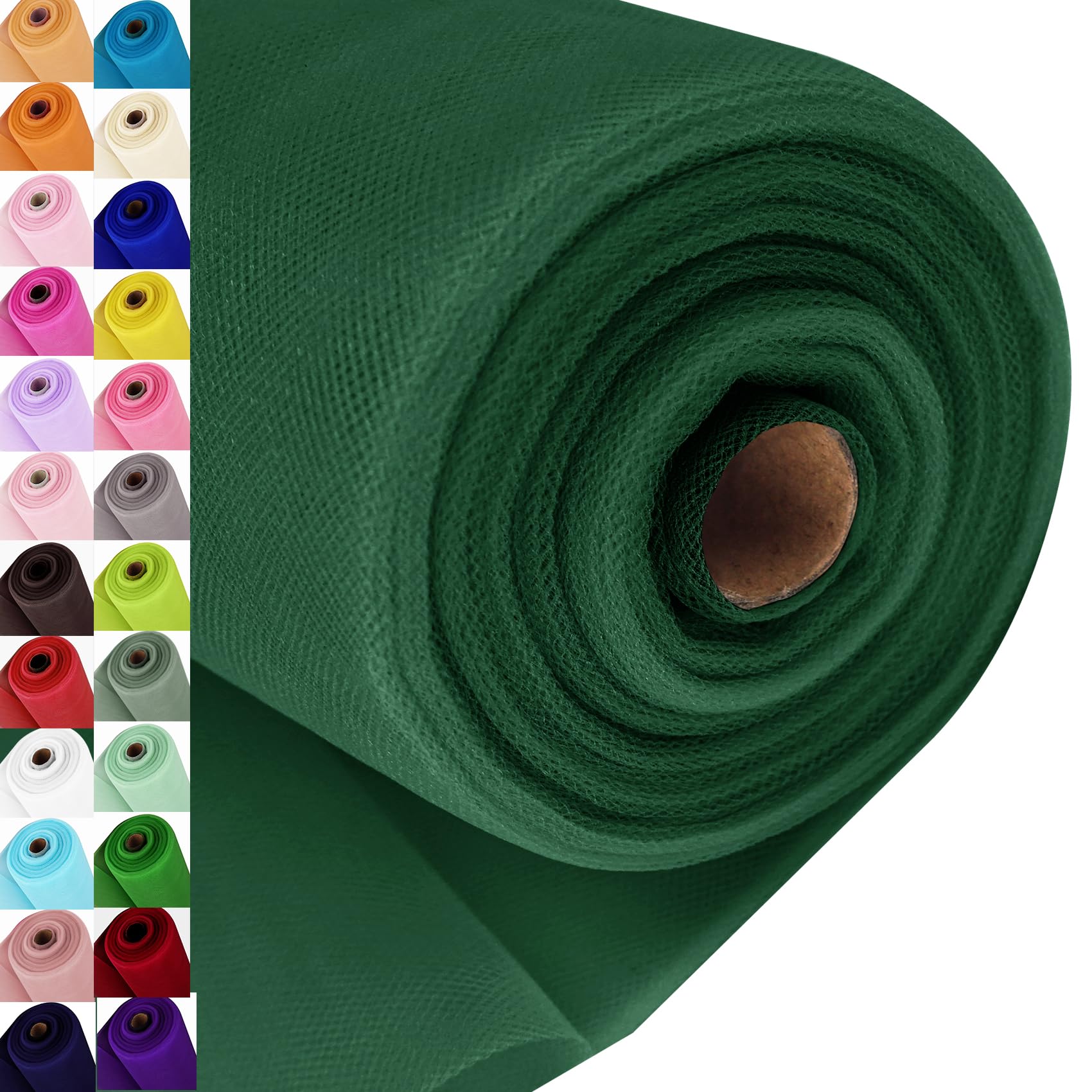 Hunter Green - Rollo de tela de tul con perno (54 pulgadas por 40 yardas), decoración grande de tul para boda, fiesta, falda tutú, camino de mesa, envoltura de regalos, despedida de soltera, suave y