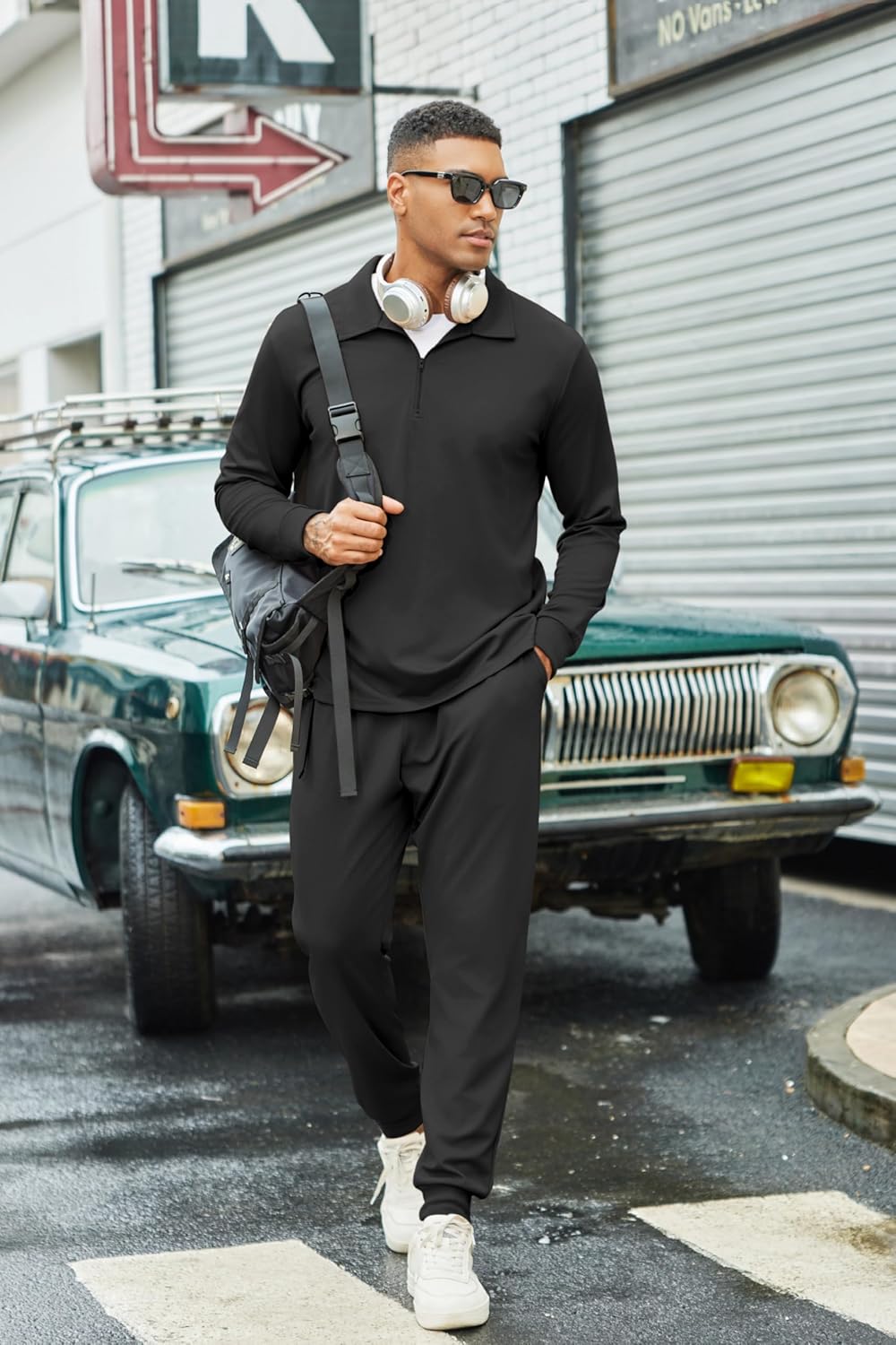 COOFANDY Men's Tracksuit 2 Piece Quarter Zip Polo Athletic Sweatsuits Casual Running Jogging Sport Suit Sets - Image 2