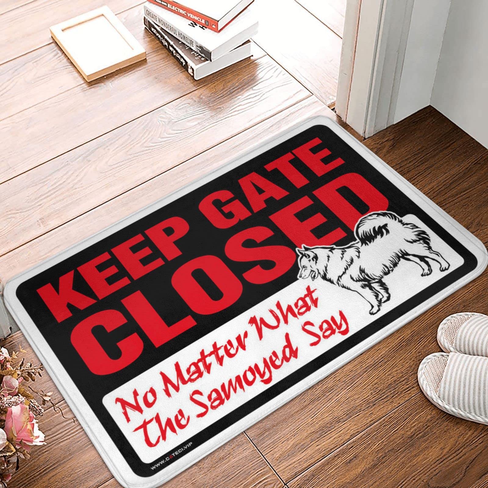 Paillasson Samoyed grand format tapis extérieur de patio et terrasse humour bar 65x90