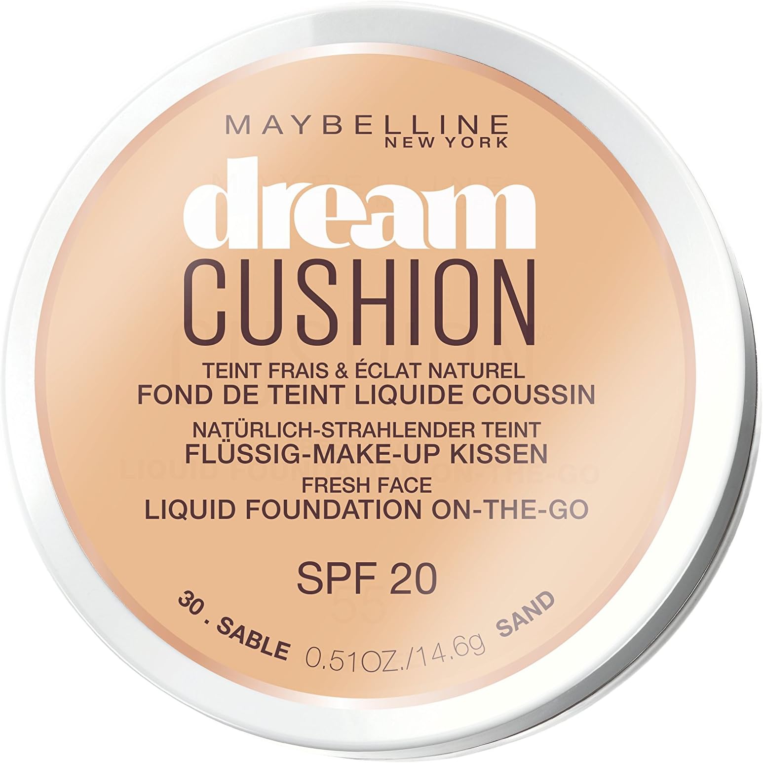 Maybelline Dream Cushion Liquid Foundation on the Go Fresh Face 14g Sand (#30) SPF20