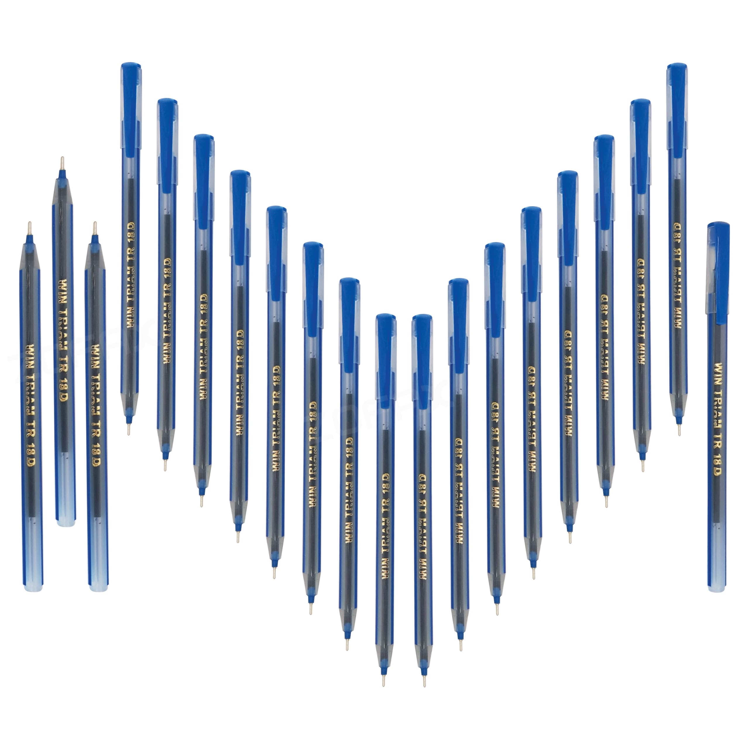 TriAM DF Ballpoint Pens, BLUE, Fine Point (0.7mm), Pack of 20, Smooth Fine Ball Pens, Trio Grip - Image 3