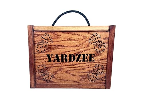 Miniatura 2 de Yardzee Yard Dice Set with 8 player dry erase score sheet - 6 Giant Wood Lawn Dice - Great Backyard Game