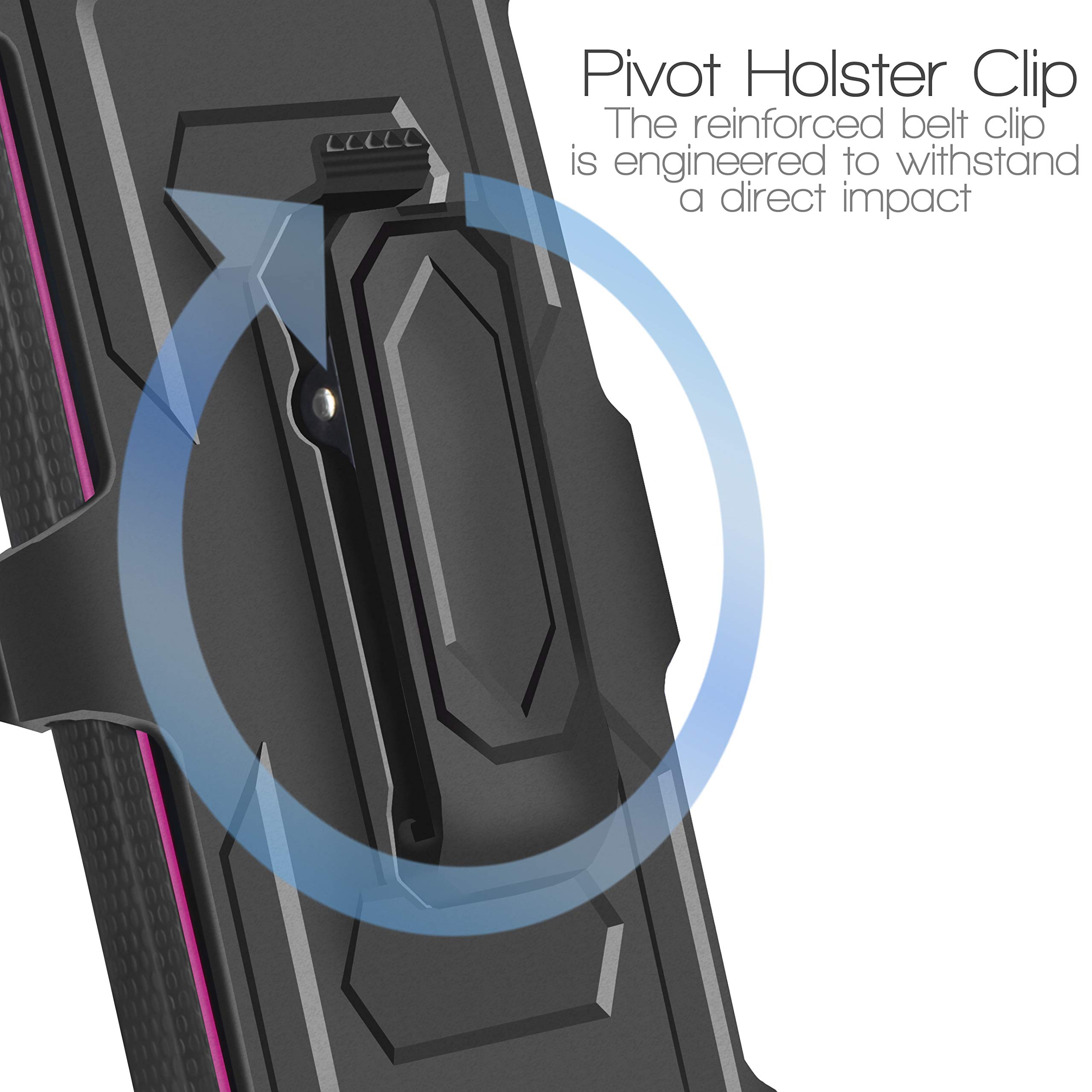 LG Premier Pro Plus/ Harmony 4 Case, With [Tempered Glass Protector Included Liquid Floating Glitter Quicksand Bling Spot Diamond Cover Pink Purple