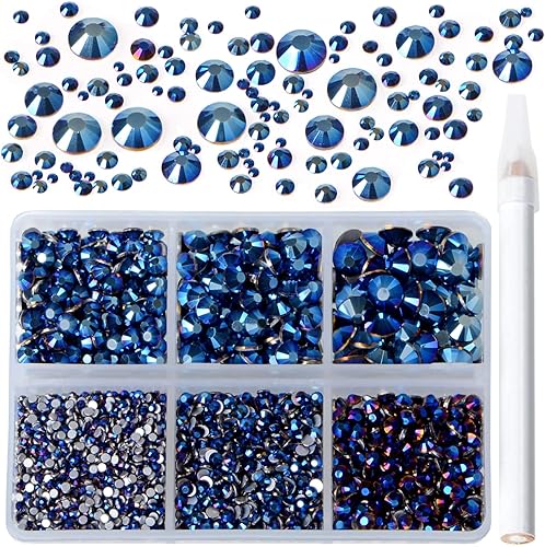 Miniatura 72 de 2880 diamantes de imitación para arte de uñas, sin termofijación, fijación con pegamento, cristales redondos de vidrio con base plana para hacer