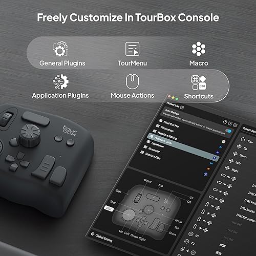 Miniatura 5 de TourBox NEO, controlador de edición de video, teclado de acceso directo editor de fotos, Photoshop Lightroom Premiere Illustrator Davinci Resolve