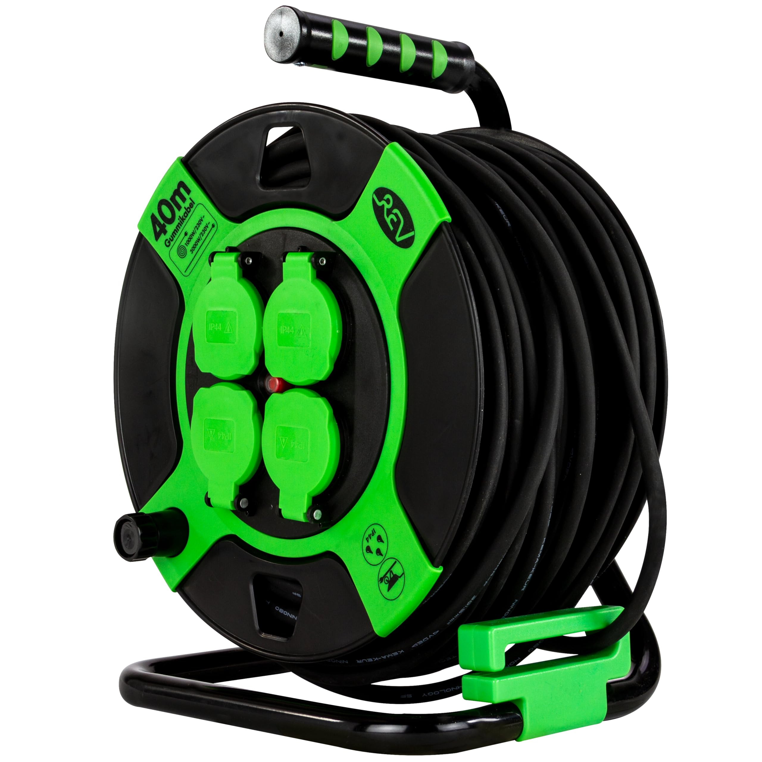 REV Cable Drum Resin 40m IP 44 4-fold black green