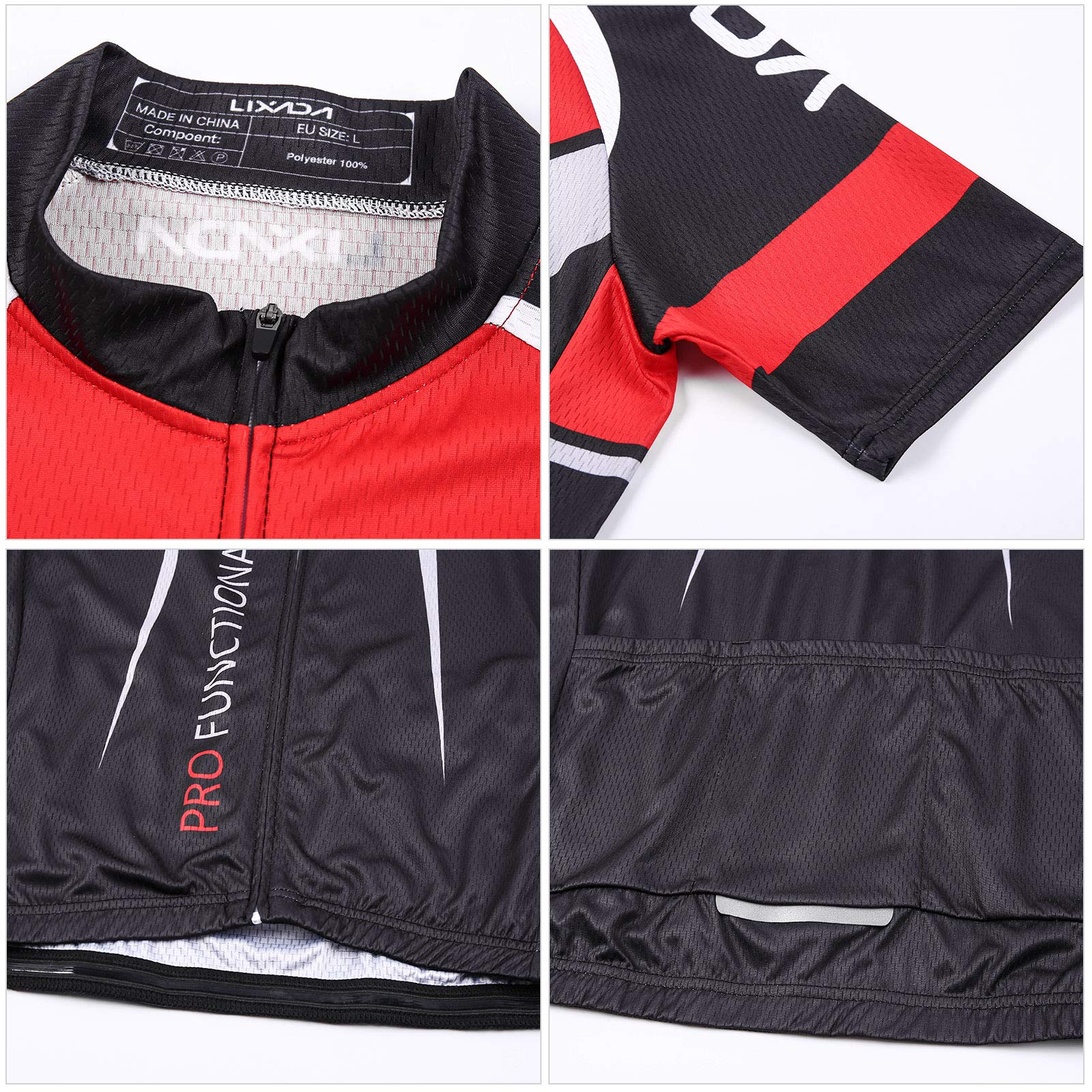 Lixada Ropa Ciclismo Hombre Ropa Ciclismo Hombre Juego con Cojín de Aire 3D y Camiseta Transpirable Adecuado para Ciclismo, Senderismo, Correr