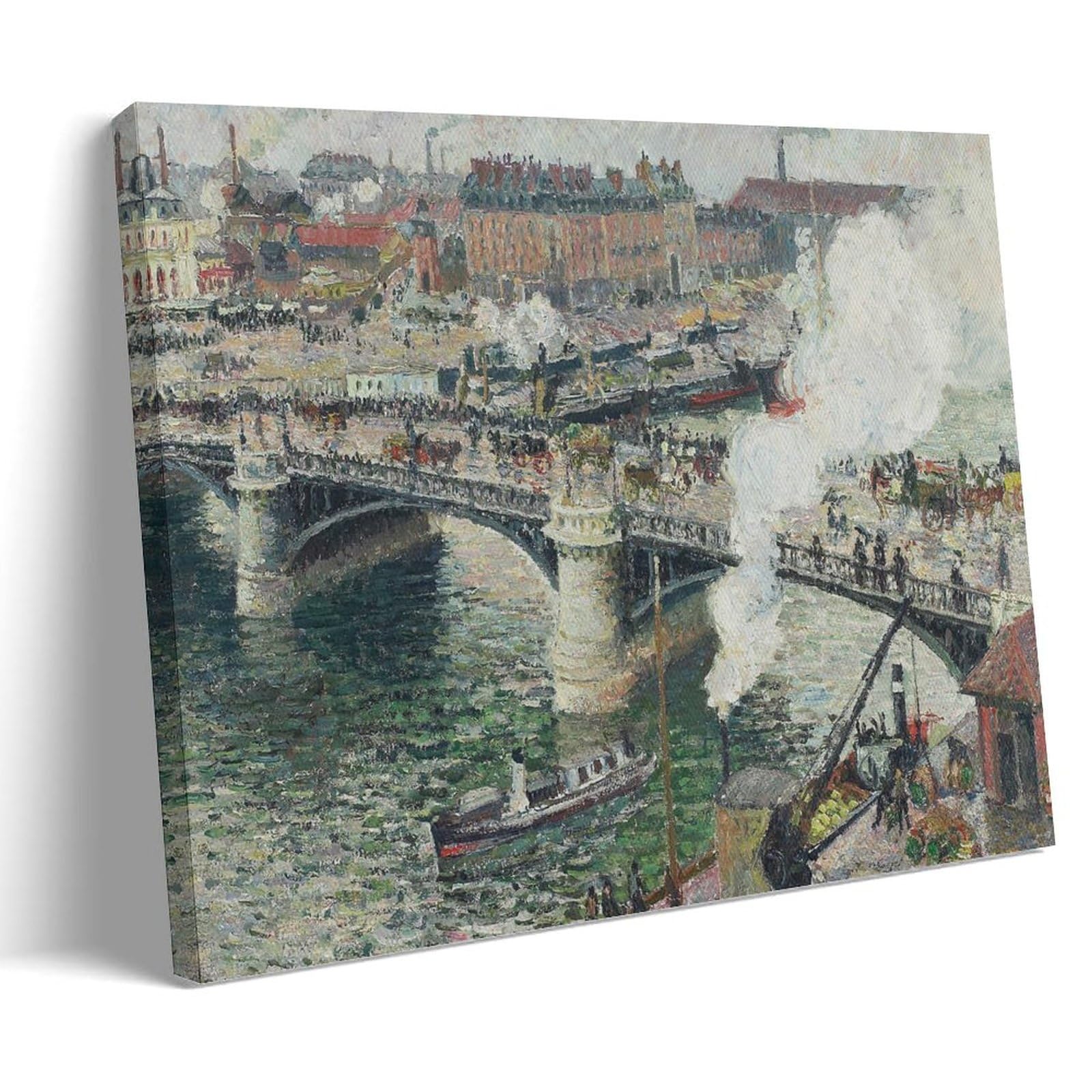 YiQuSoft Camille Pissarro Pont Boieldieu in Rouen, Rainy Weather, 1896 Poster Canvas Wall Art Decorative Bedroom Modern Home Print Picture Artworkss Frame-style 12x18inch(30x45cm)
