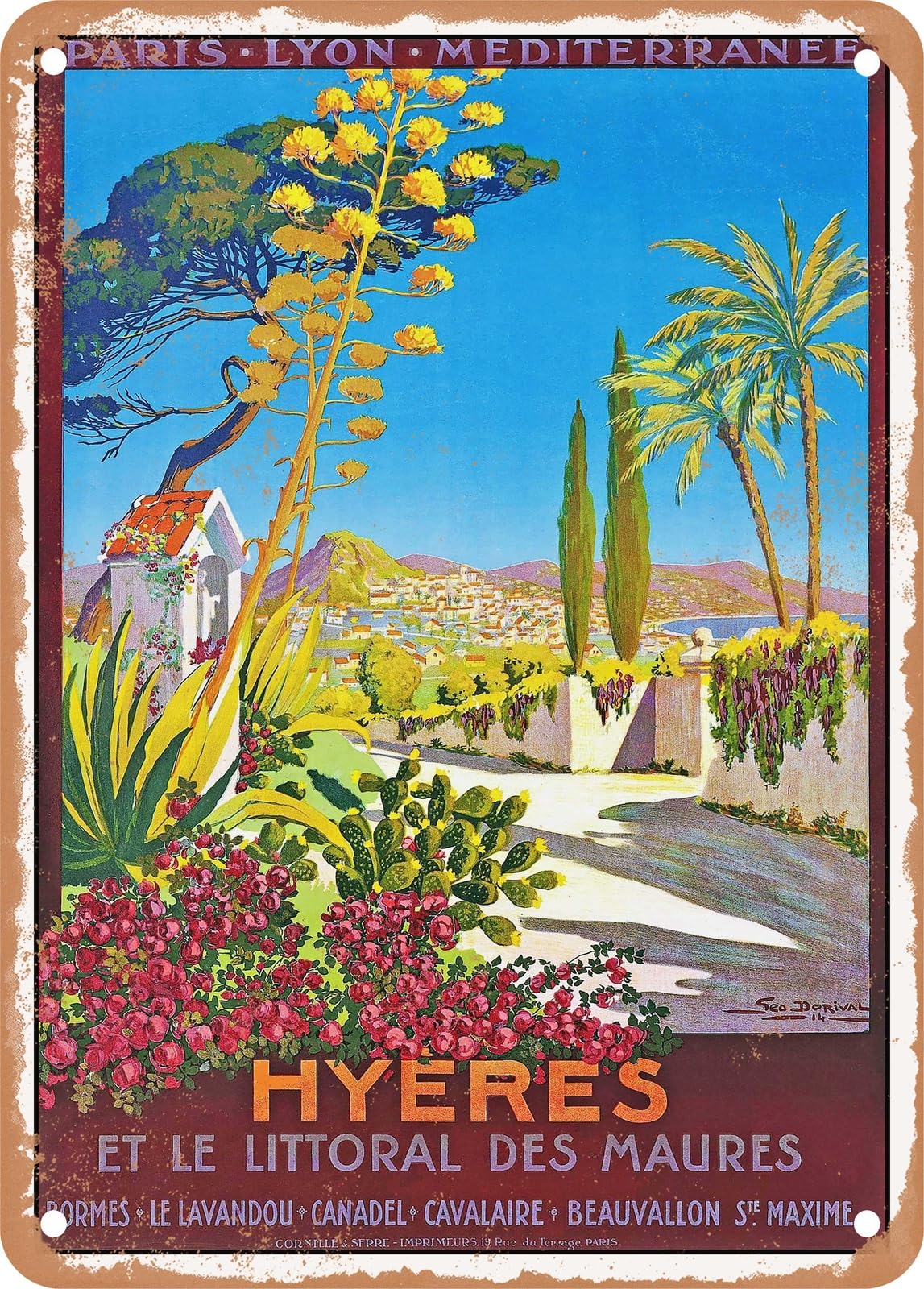 Miaomansenstore Metal Sign - 1914 Plm Hyeres And The Maures Coast Vintage Ad Home Decor