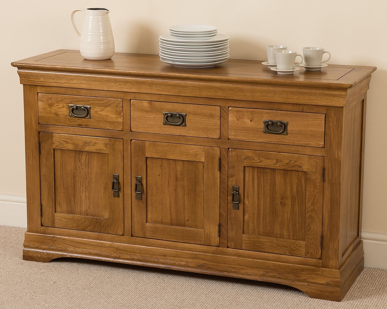 Buy Oak Furniture King French Chateau Large Rustic Solid Oak Sideboard