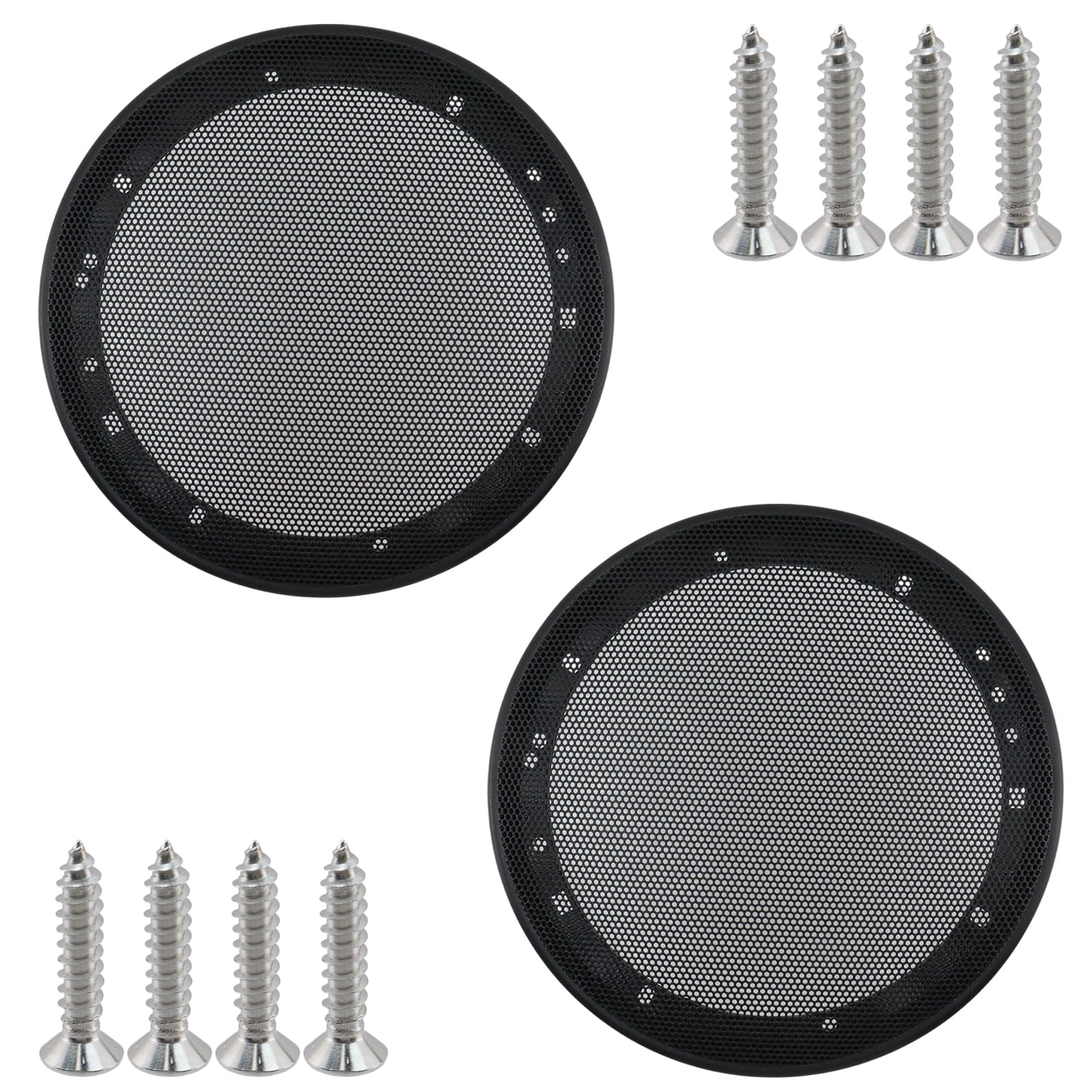 Crapyt 6.5" Mesh Round Speaker Grill Cover, Universal Metal Car Speaker Guard with Screws, Subwoofer Grill Horn Guard Cover for Home/Car Audio, 2 Pcs Black