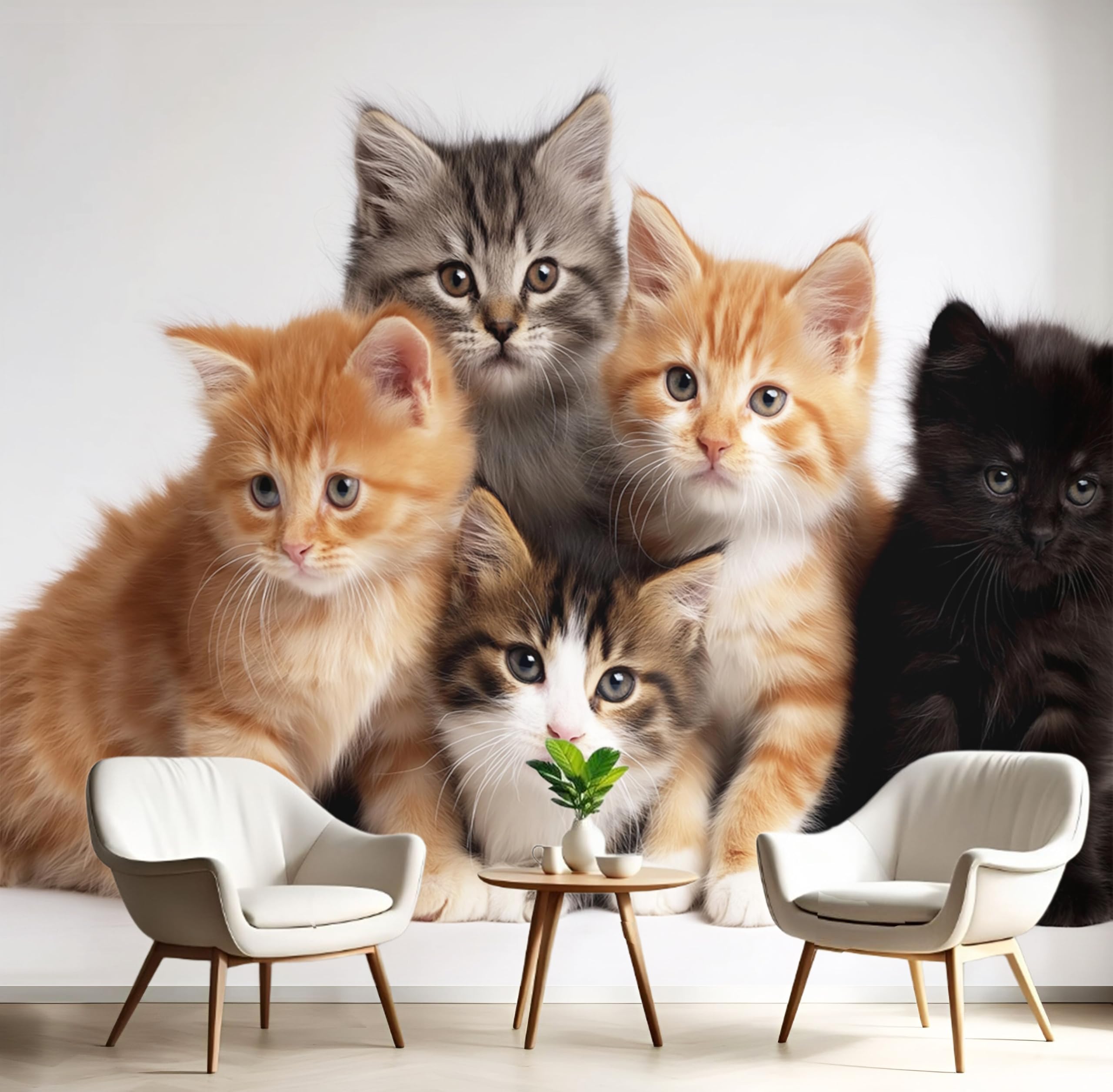 Papier peint chat mignon 3D décor mural 150x105cm pour salon et bureau