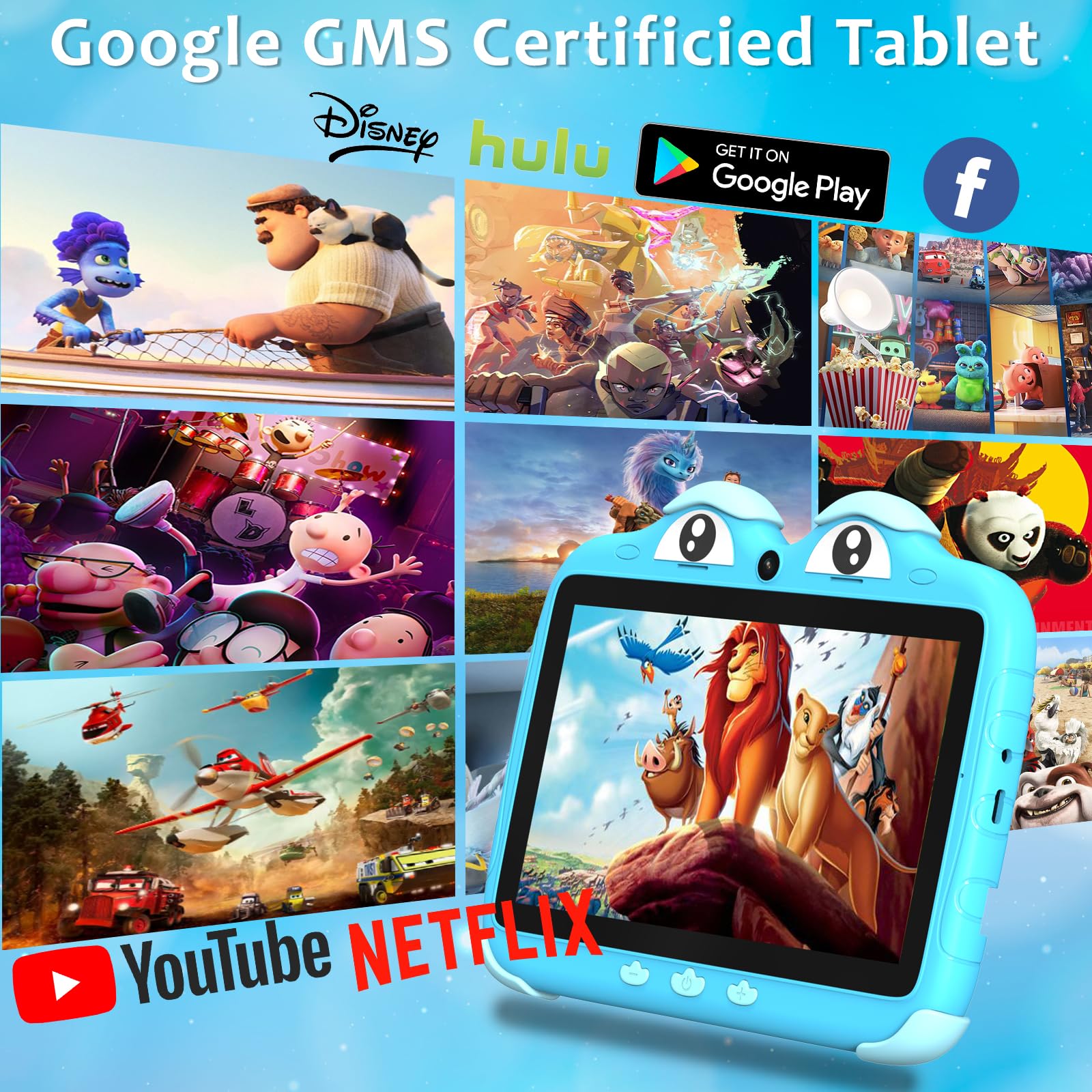 Tableta infantil para niños de 3 a 7 pulgadas, tableta para niños pequeños, tabletas Android para niños, tabletas de 32 G para niños, tableta WiFi para niños con control parental, funda a prueba de 3