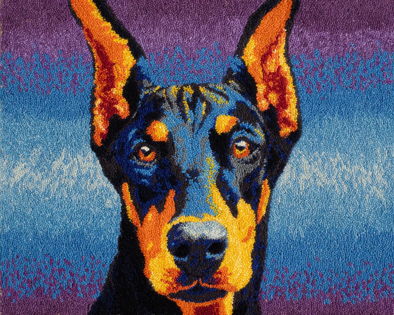 AMBATTERY Carpet Latch Hook Kit Doberman Pinscher Portrait 55x75cm
