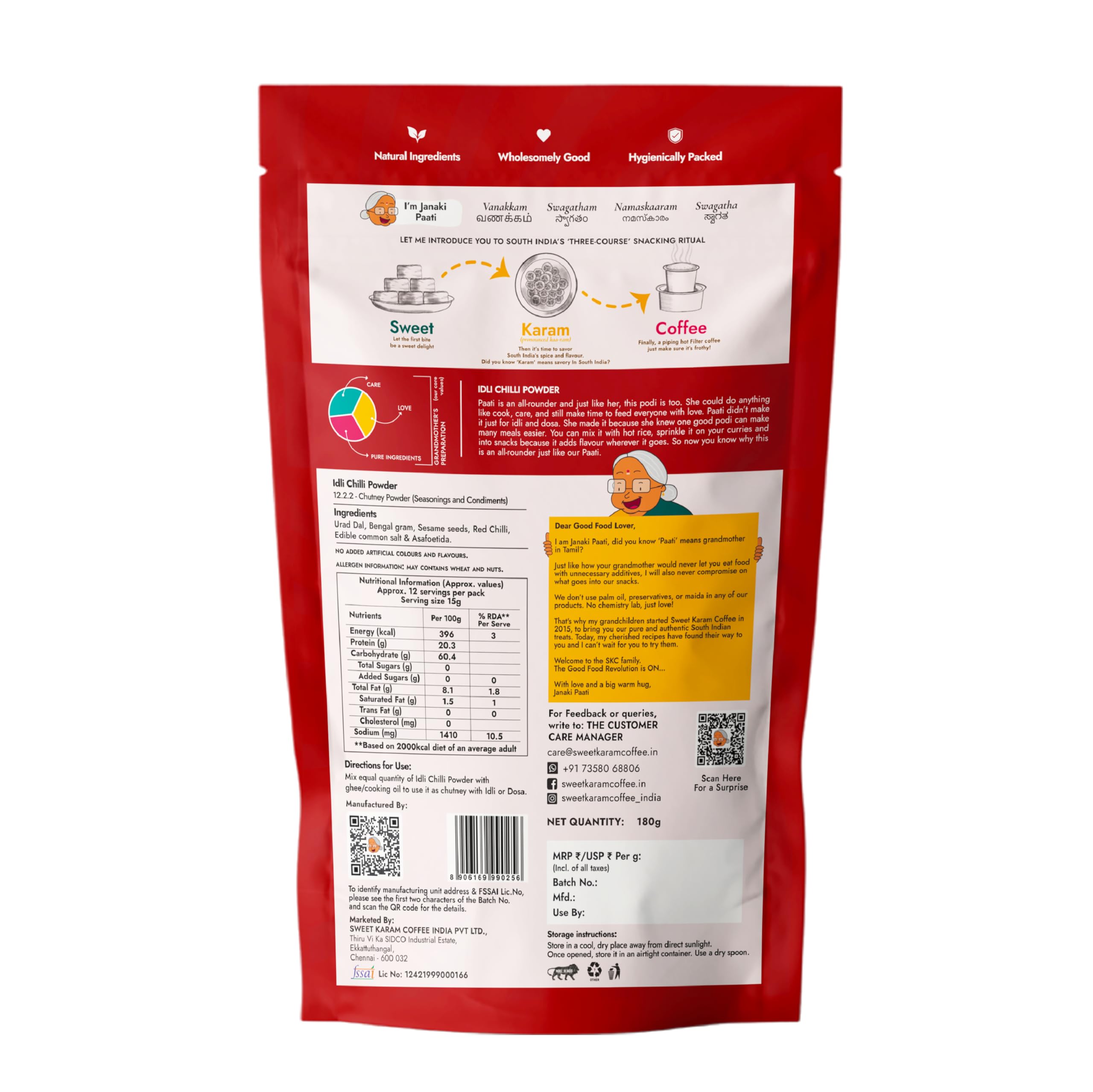 Sweet Karam Coffee Idli Podi (Chilli Gun Powder) β 180g | Authentic South Indian Homemade Spice Mix | Aromatic & Flavorful | No Preservatives | Tasty & Healthy | Perfect with Idli, Dosa & Rice 1