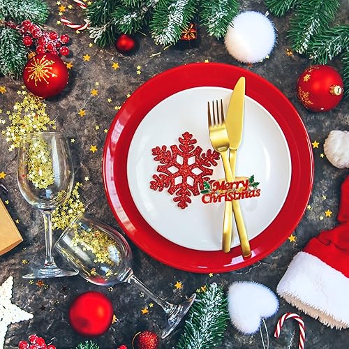 Miniatura 4 de Juego de 6 servilleteros de Navidad, servilleteros de Navidad, con diamantes de imitación, hebilla redonda de metal para Navidad, boda, fiesta,