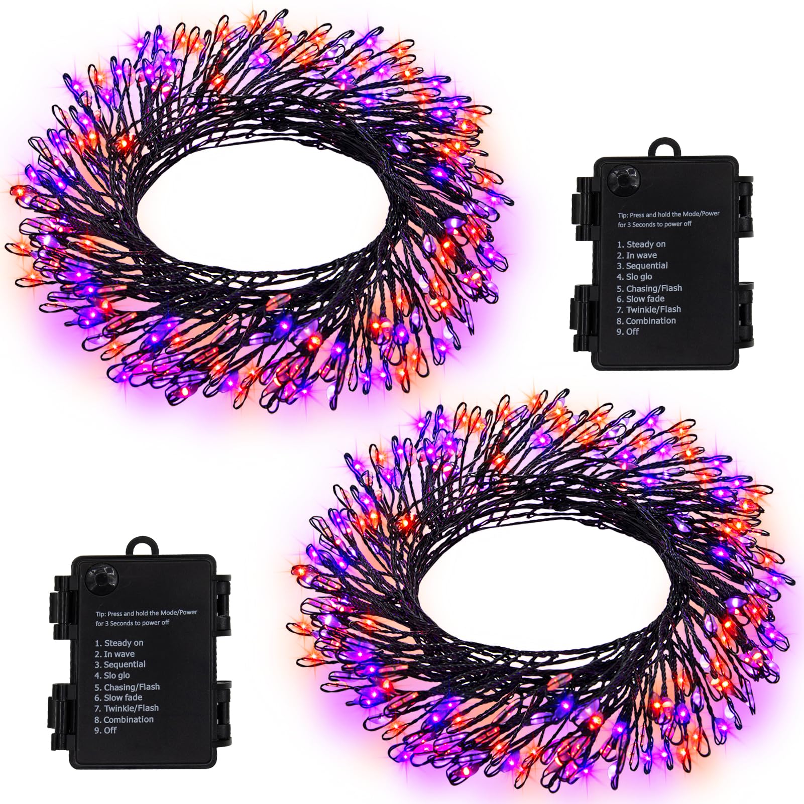 BSGlobal 2 Pack Total 20Ft 400 LED Battery Operated Halloween Fairy Lights