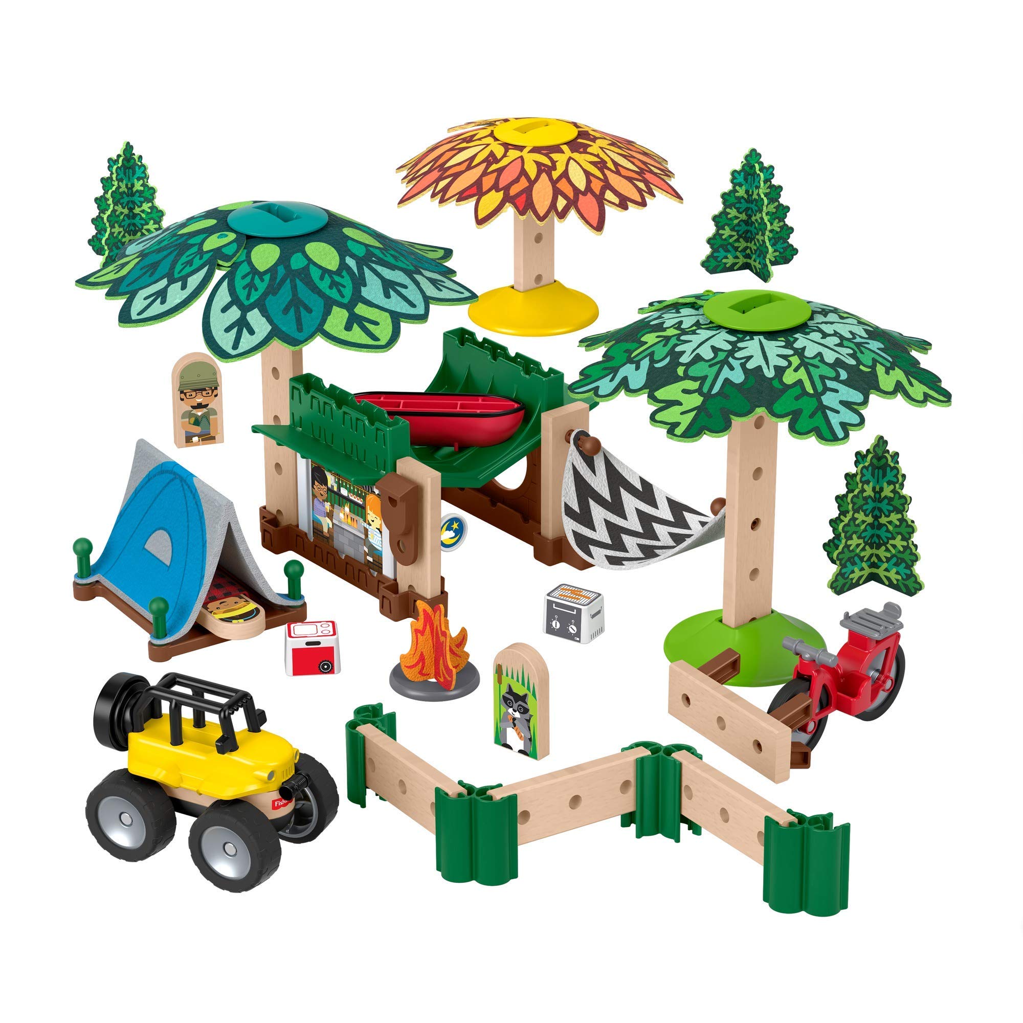Fisher-Price - Wonder Makers Campeggio Set da Costruzione con più di 60 Pezzi, Giocattolo per Bambini 3+ Anni, GFJ10