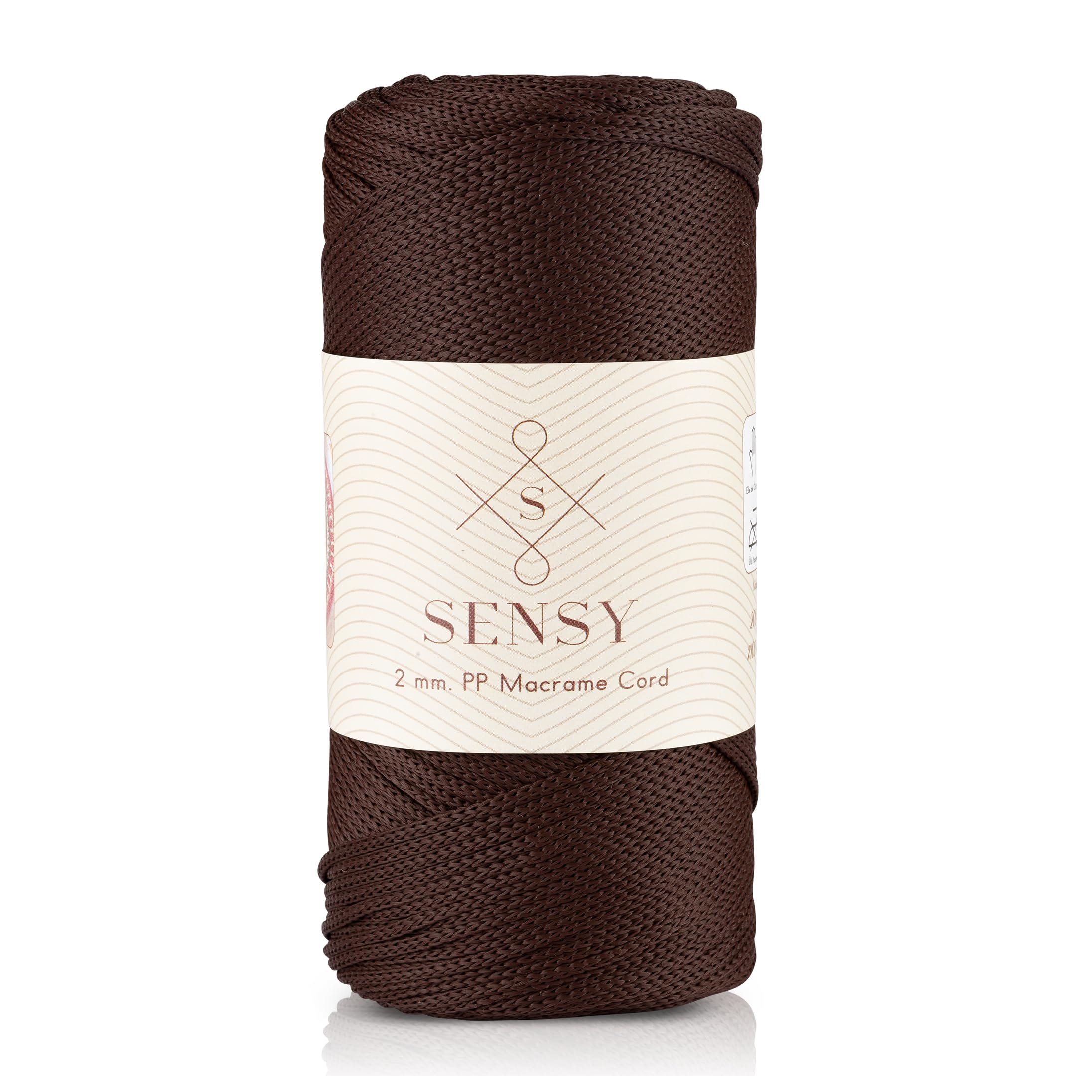 S SENSY Premium 2mm 251 Yards Polyester Rope 100% Polypropylene Cord Macrame Cord 2mm Crochet Bag Cord Macrame Rope Crochet Thread for Knitter (Brown)